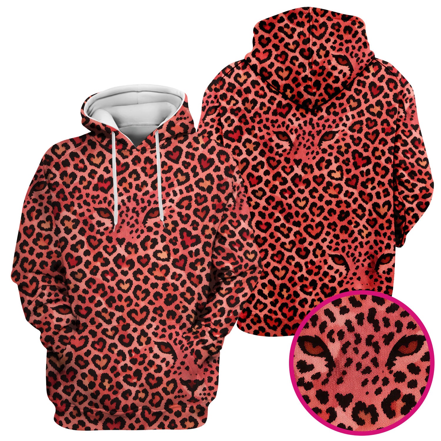 Leopard Pattern Nurse Scrub Top, Pink Medical Nurses Shirt, Breathable Fabrics Nursing Uniform, Valentine