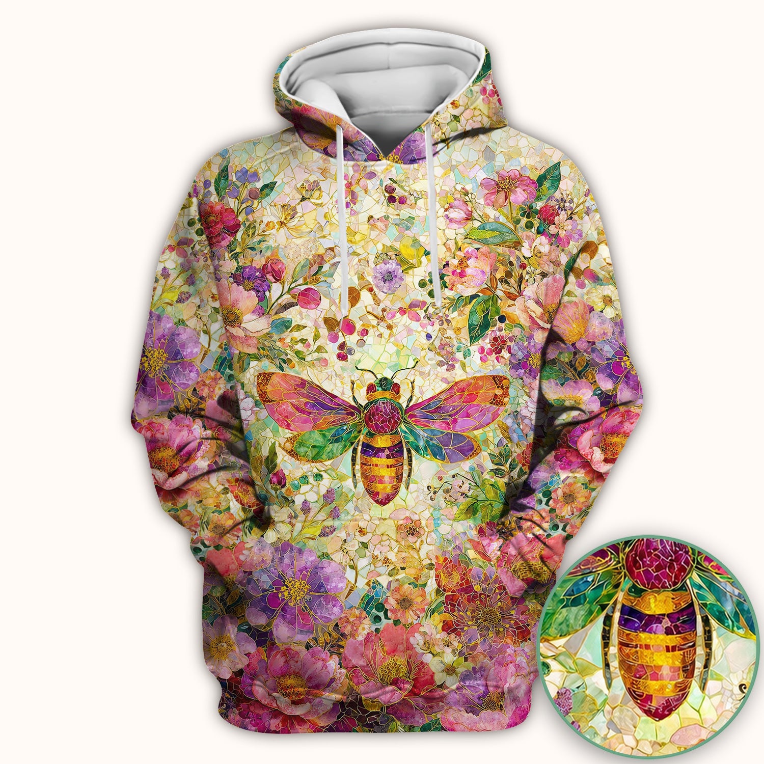 Vibrant Mosaic Bee Nurse for RN, CNA, Floral Garden Medical Scrub Top, Comfortable Scrubs for Nurses