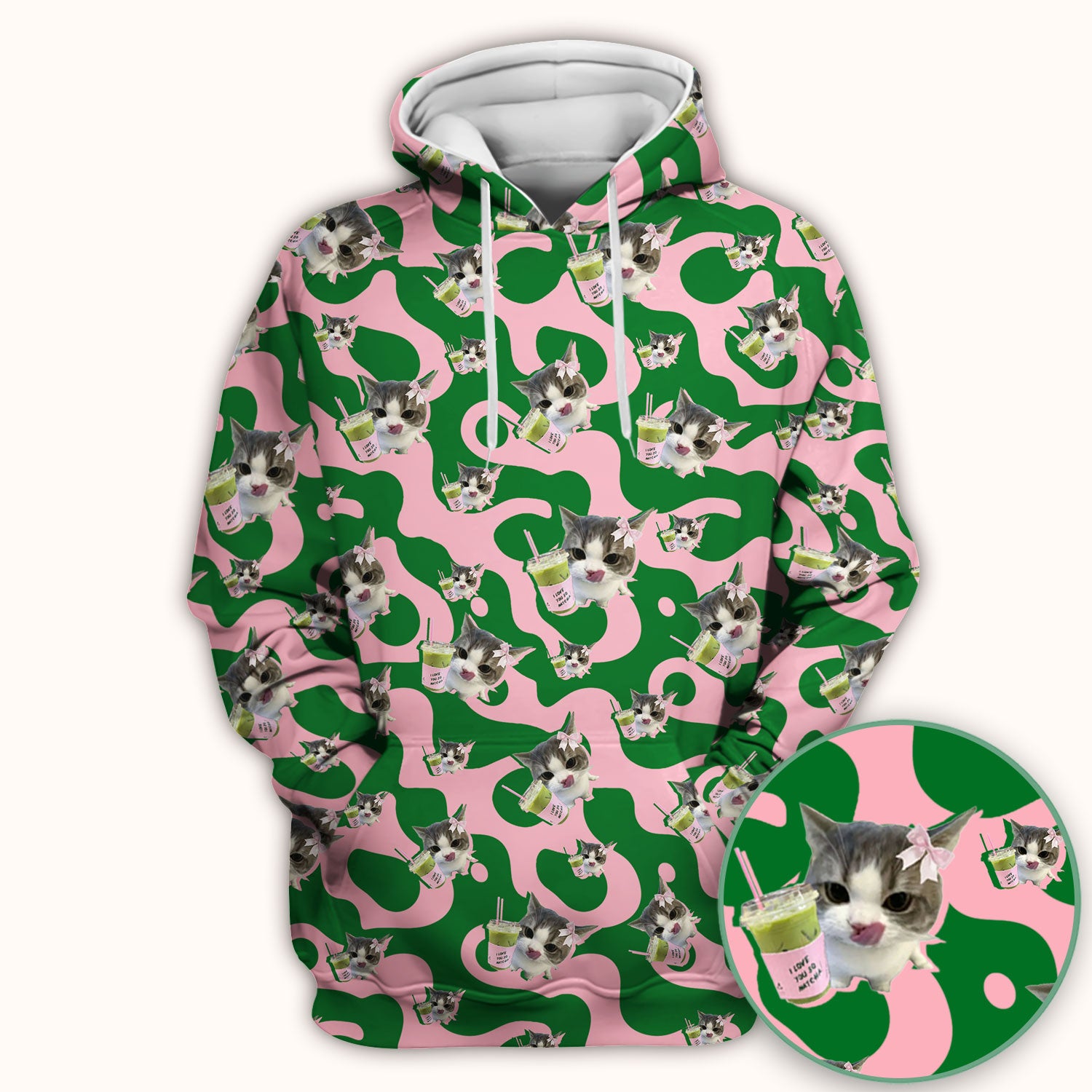 Cute Cat Matcha Nurse Scrub Top, Funny Cat I Love Matcha Medical Shirt,  Breathable Fabrics Nursing Uniform
