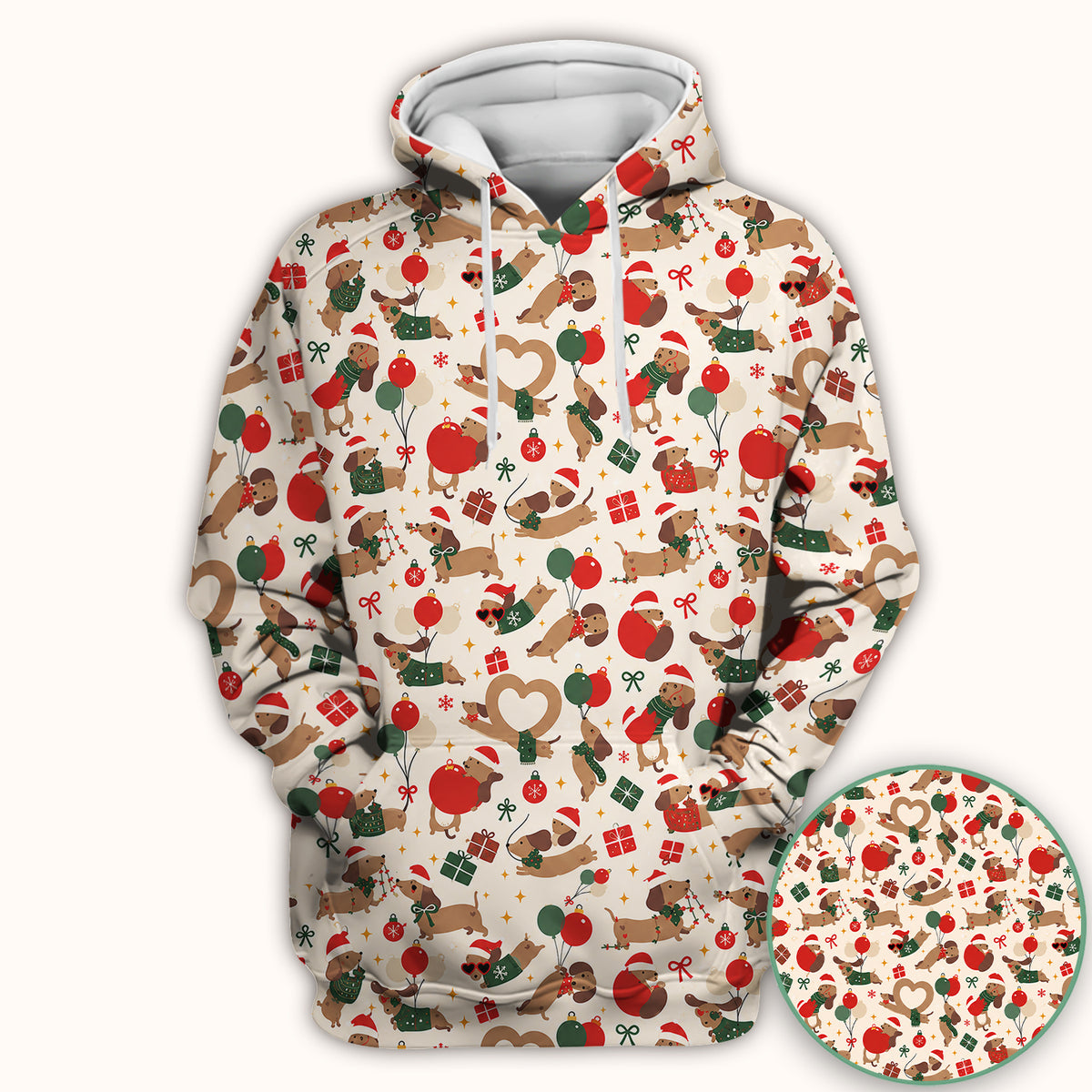 Cute Christmas Dachshund Pattern Scrub Top, Comfortable Scrubs for Nurses