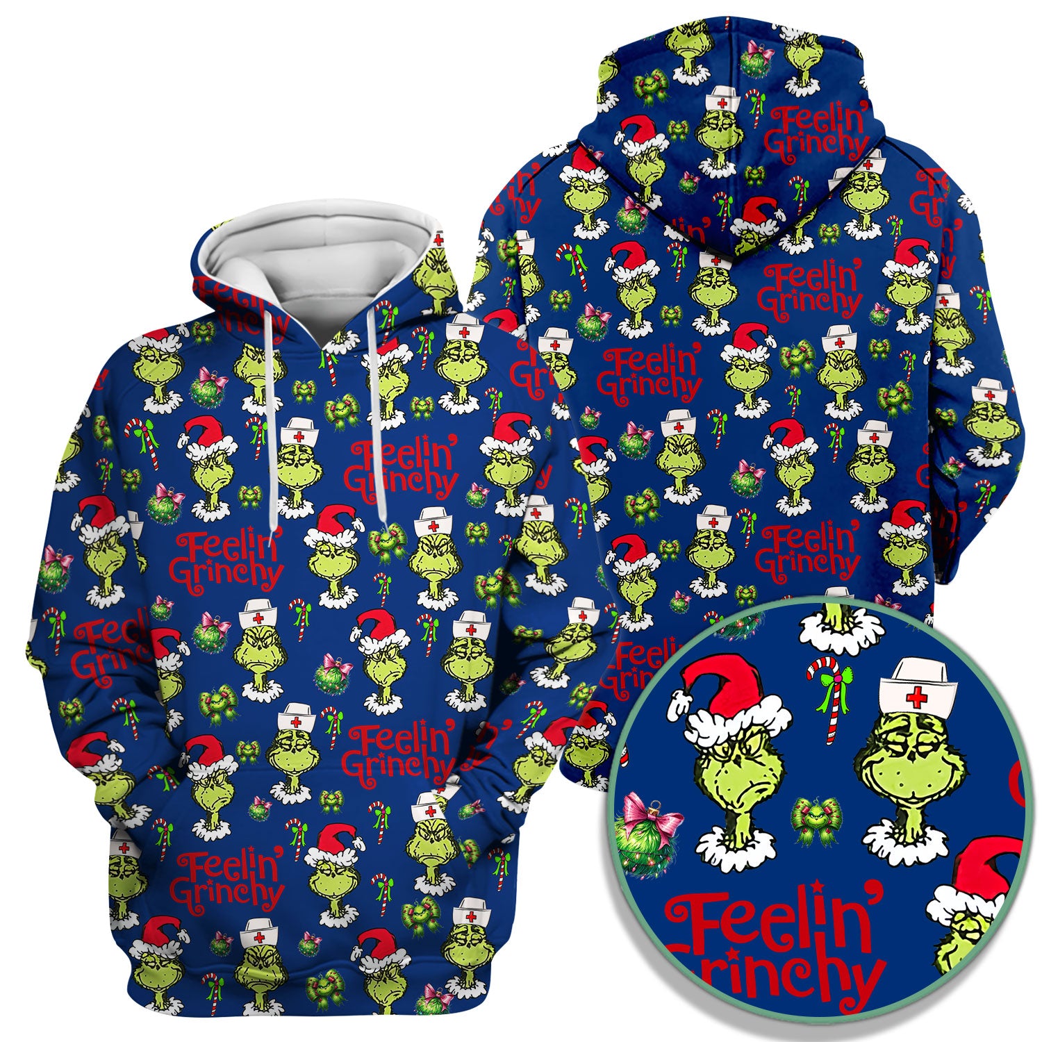 Grinch Nurse Christmas Scrub - Feelin‰۪ Grinchy Top - Funny Holiday Medical Uniform Gift for RN CNA LPN