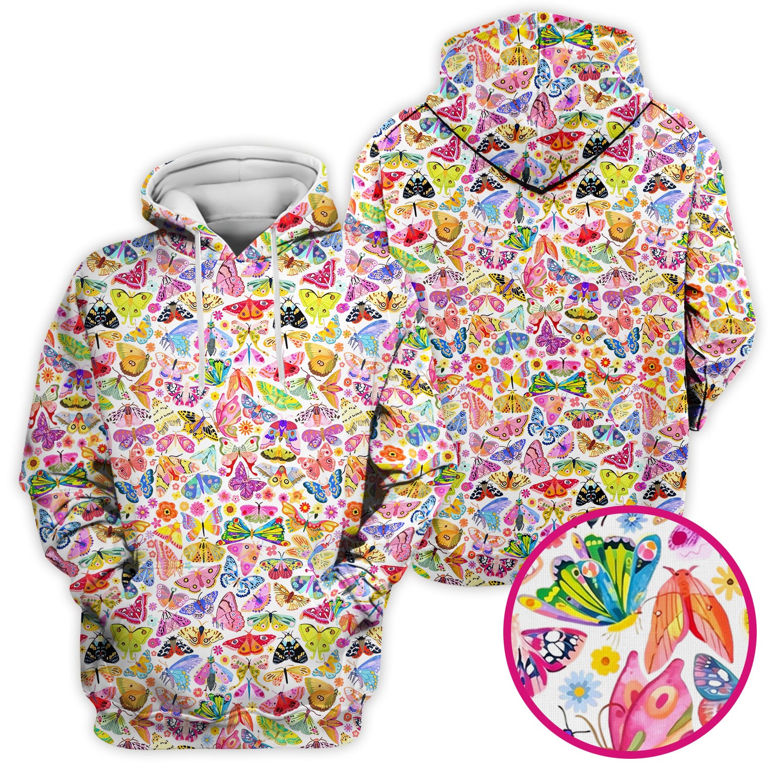Cute Bright Butterfly Moth Floral Scrub Top, Comfortable Scrubs for Nurses