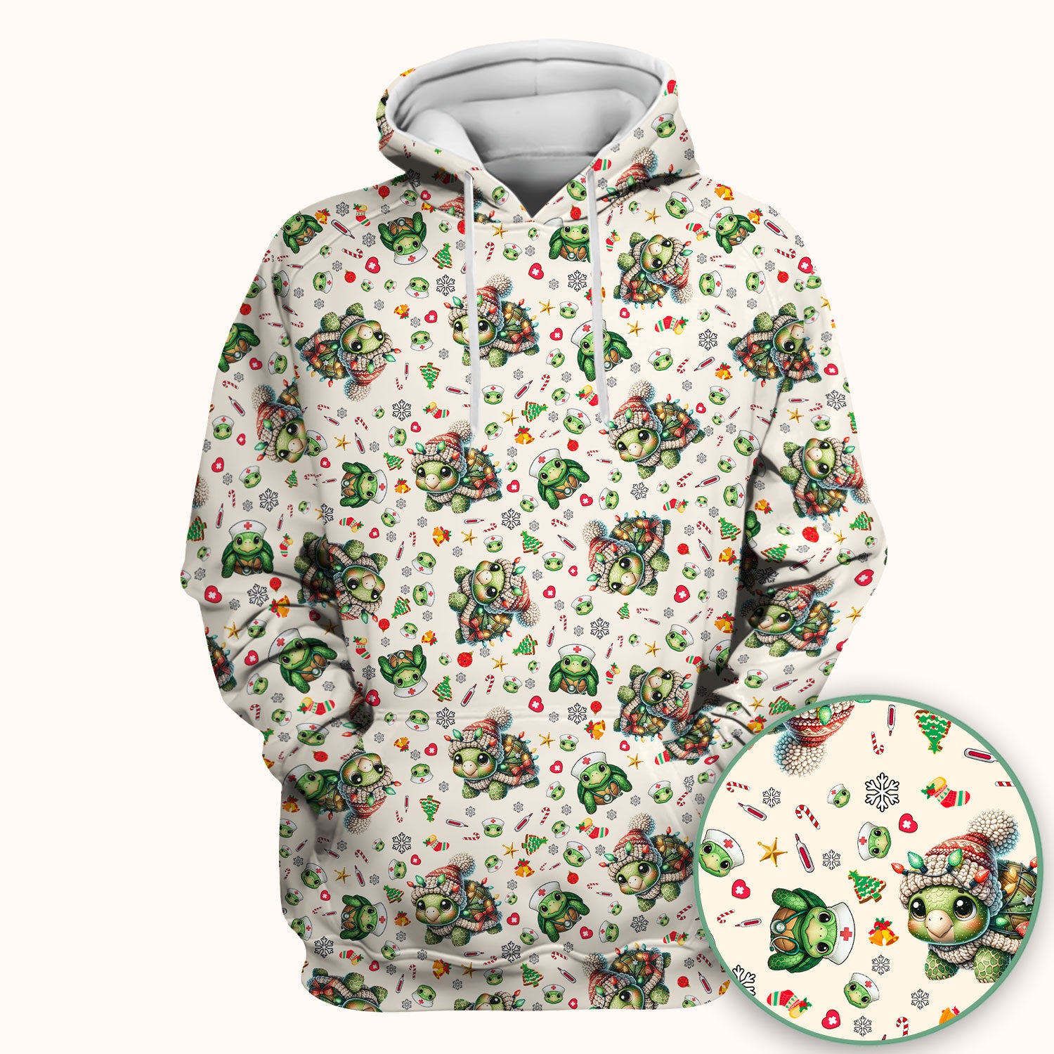 Christmas Turtle Scrub Top - Cute Funny Nurse Shirt - Holiday Medical Uniform for Women RN LPN CNA Gift Idea