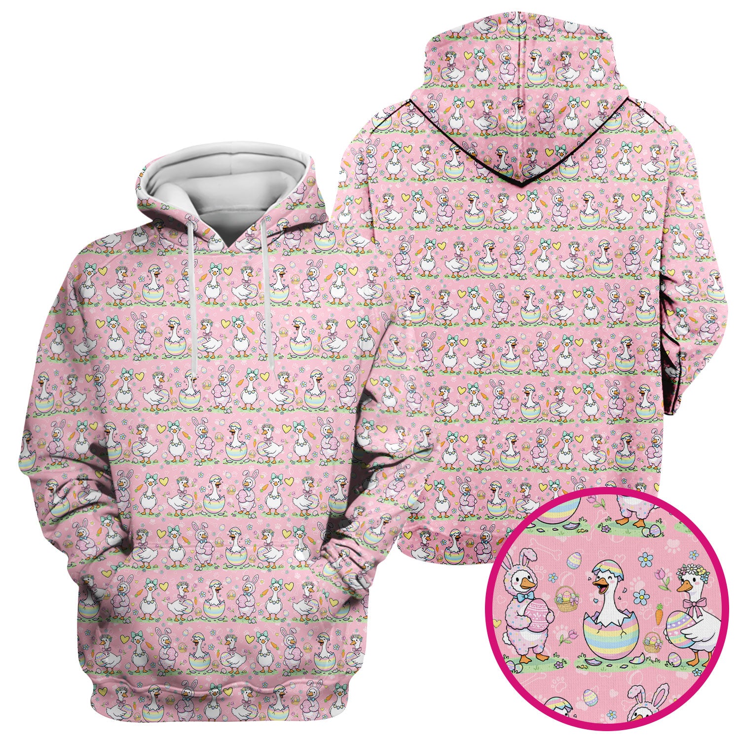 Pastel Easter Goose Bunny Egg Pattern Scrub Top, Comfortable Scrubs for Nurses