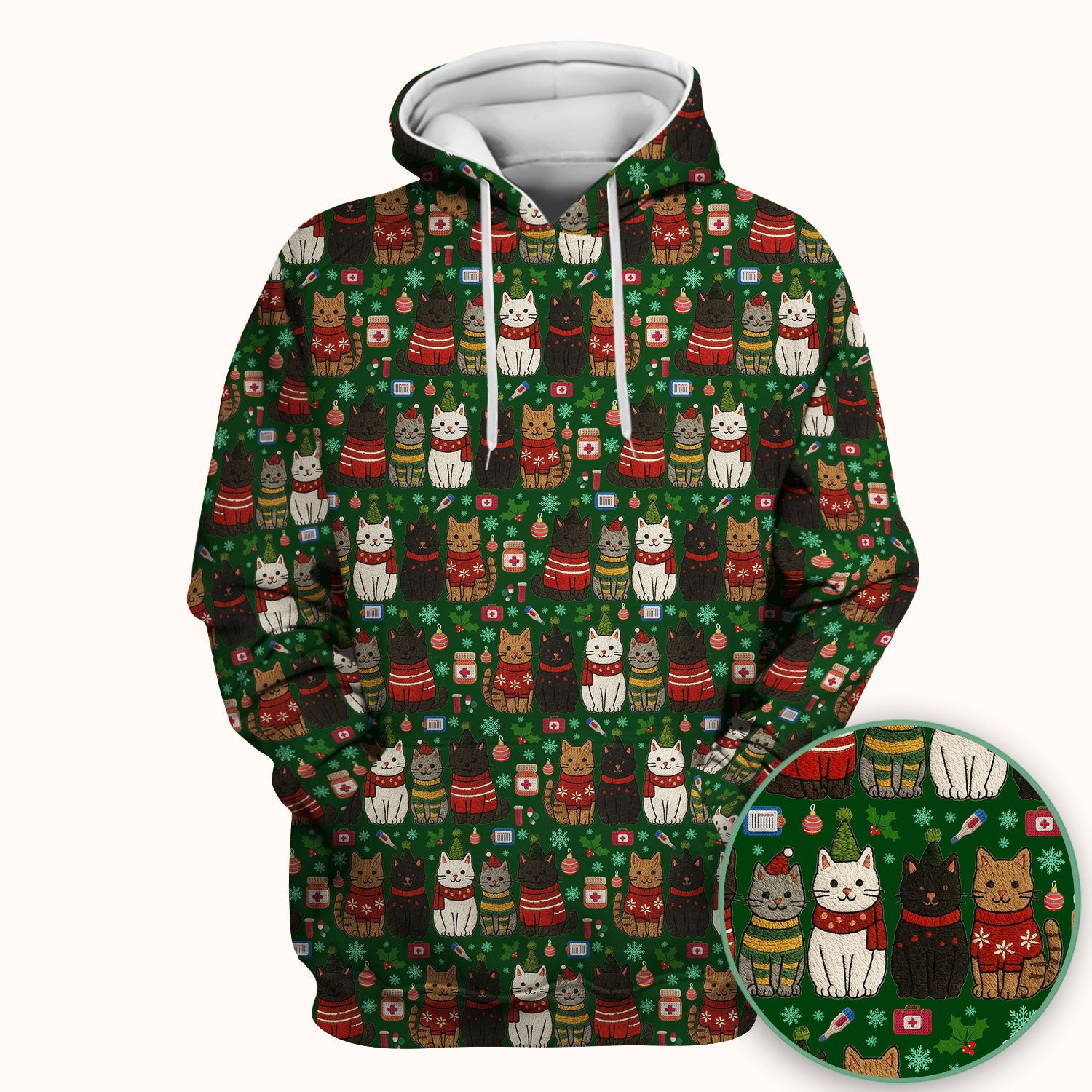 Christmas Cat Scrub Top, Funny Holiday Nurse Shirt, Festive Medical Uniform For Women RN LPN CNA Gift