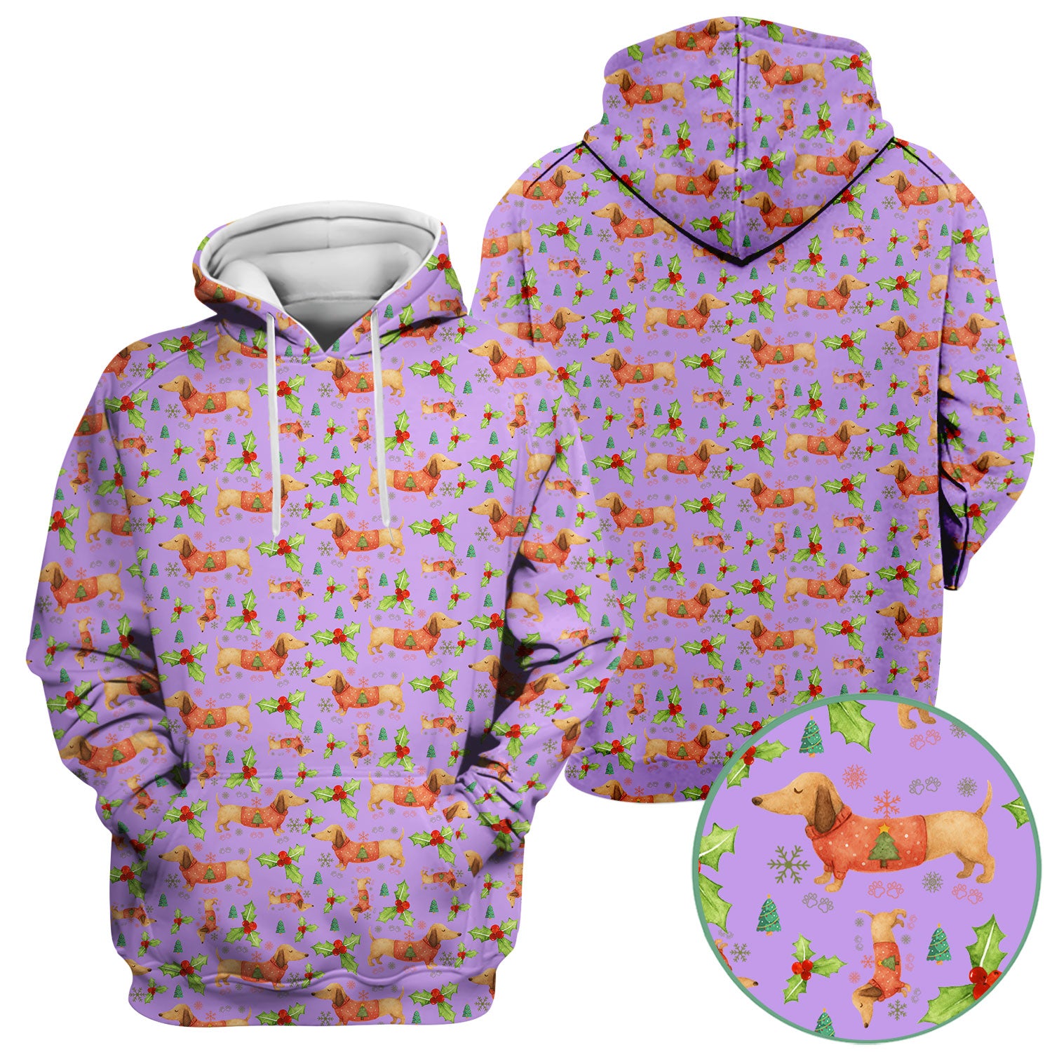 Festive Dachshund Scrub Top - Cute Sausage Dog Christmas Medical Uniform - Wiener Puppy Lover Gift