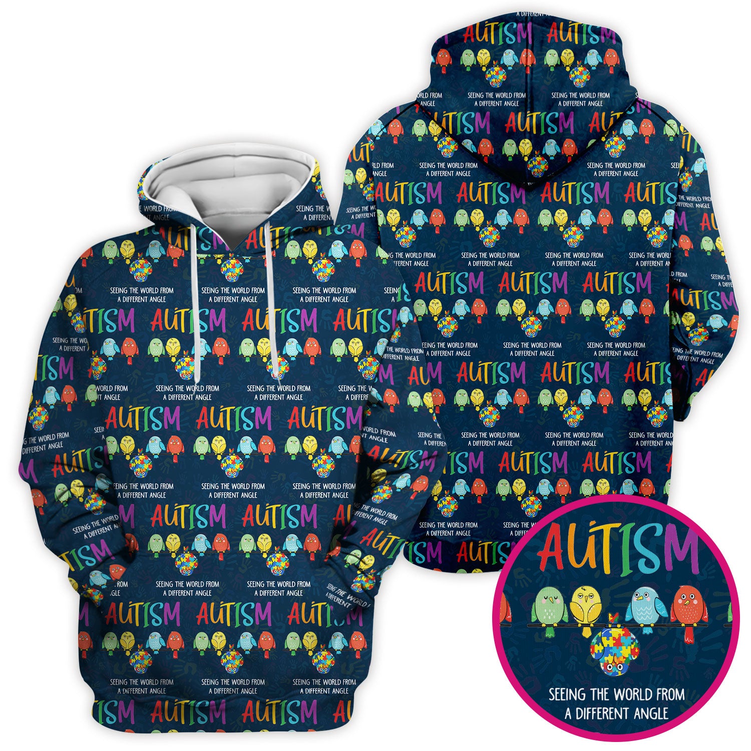 Autism Seeing The World From A Different Angle Birds Scrub Top ,Comfortable Scrubs for Nurses