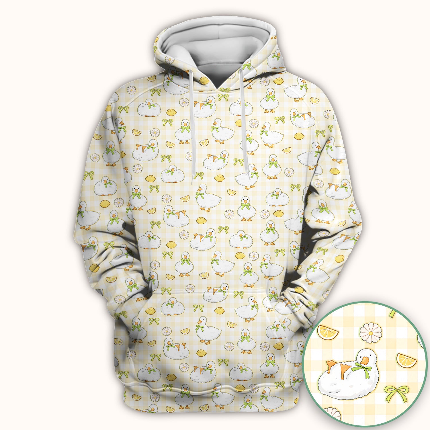 Adorable Ducks Lemon Daisy Pattern Scrubs Top, Comfortable Scrubs for Nurses