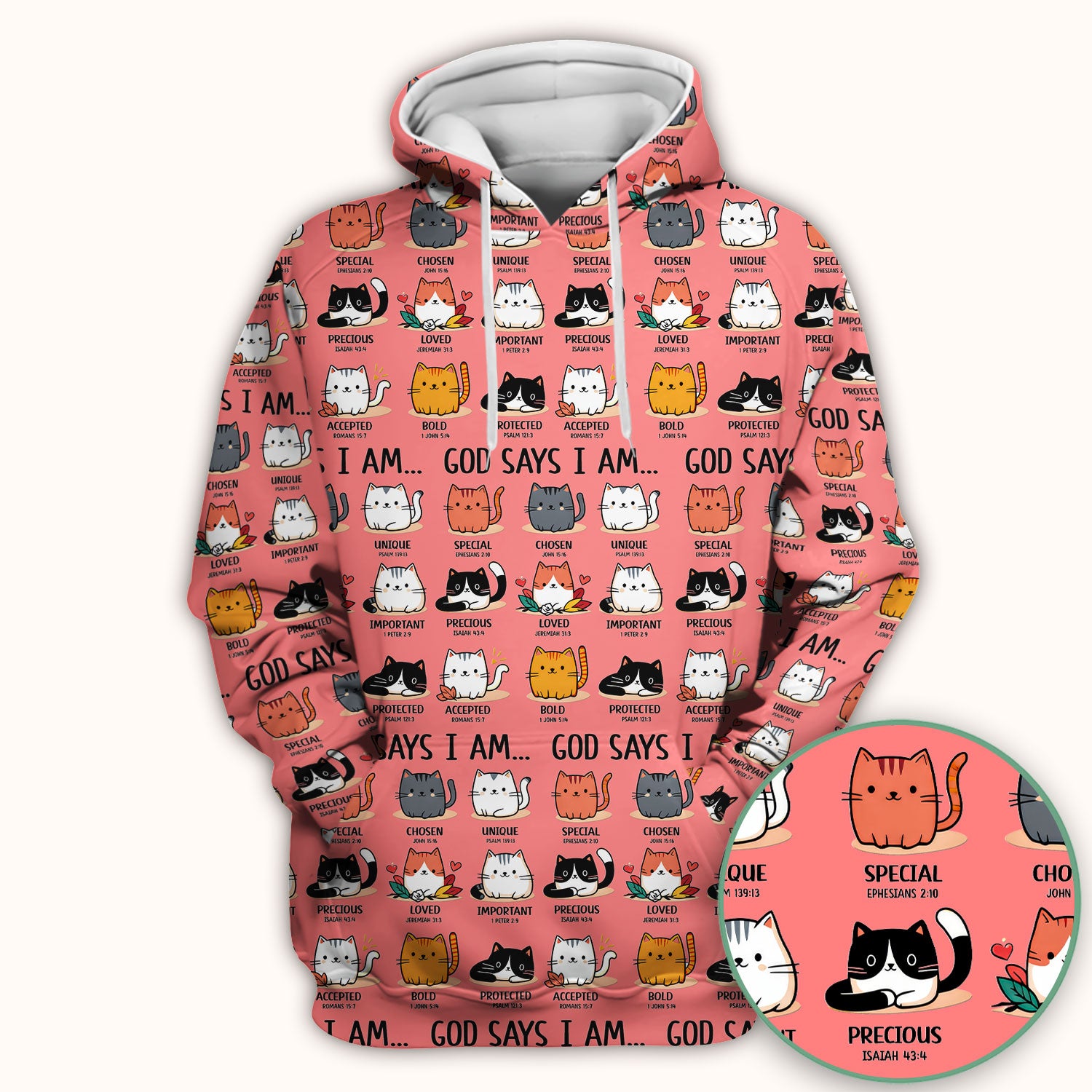 Cute Christian Cat God Says I Am Scrub Top, Comfortable Scrubs for Nurses