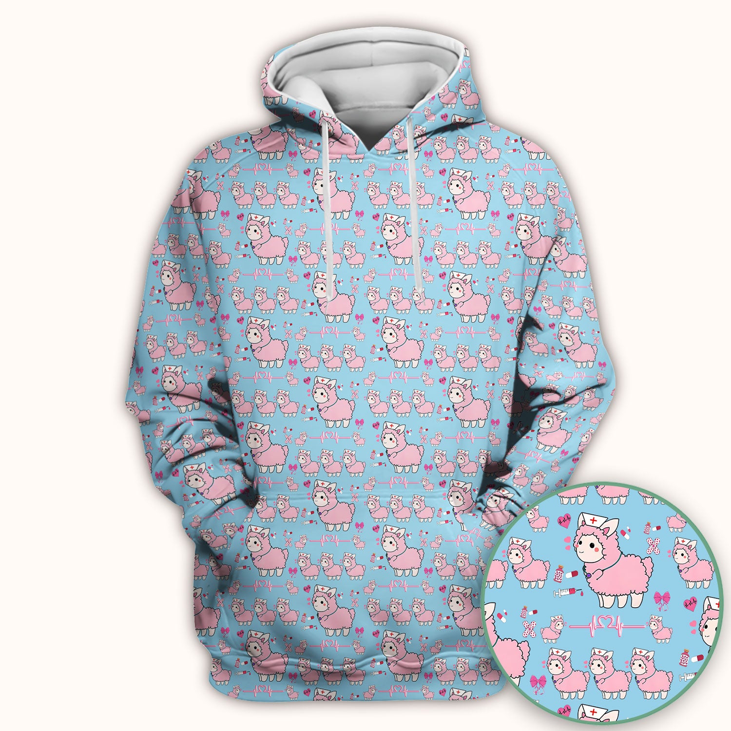 Llama Ain't Got Time For Your Drama Scrub Top, Funny Pattern Scrub Shirt, Breathable Fabrics Nursing Uniform