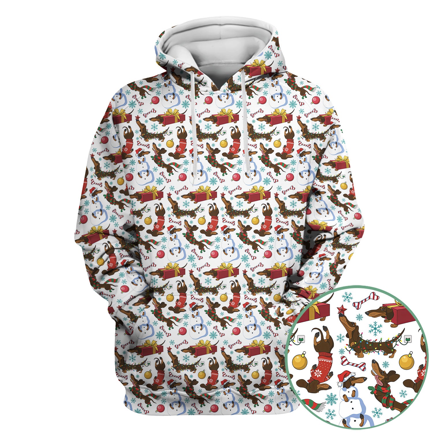 Funny Christmas Nurse Scrubs - Dachshund Dog & Snowman Print Top - Multi Color Custom Nursing Shirt Gift for Healthcare Workers