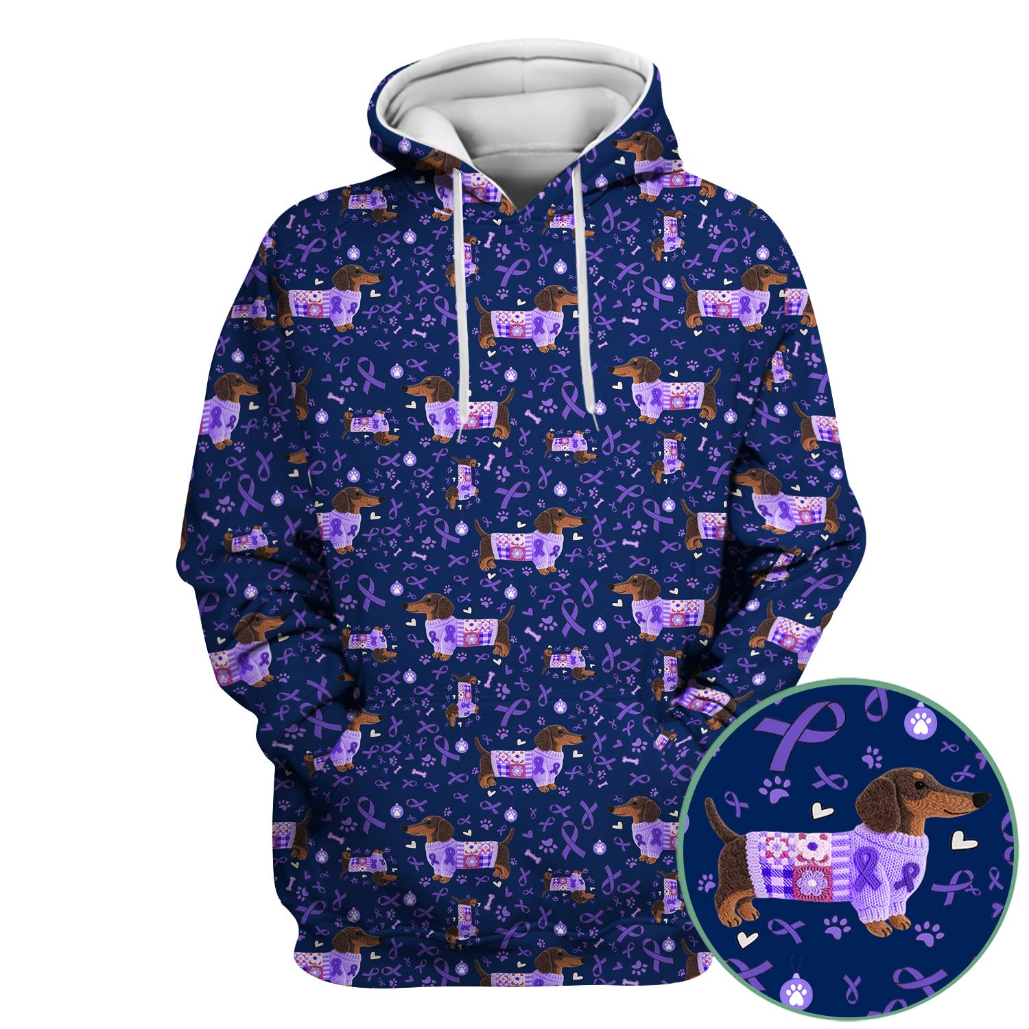 Wiener Dog Purple Ribbon Cancer Awareness Scrub - Breathable Fabrics Nursing Uniform - Comfortable Scrubs for Nurses