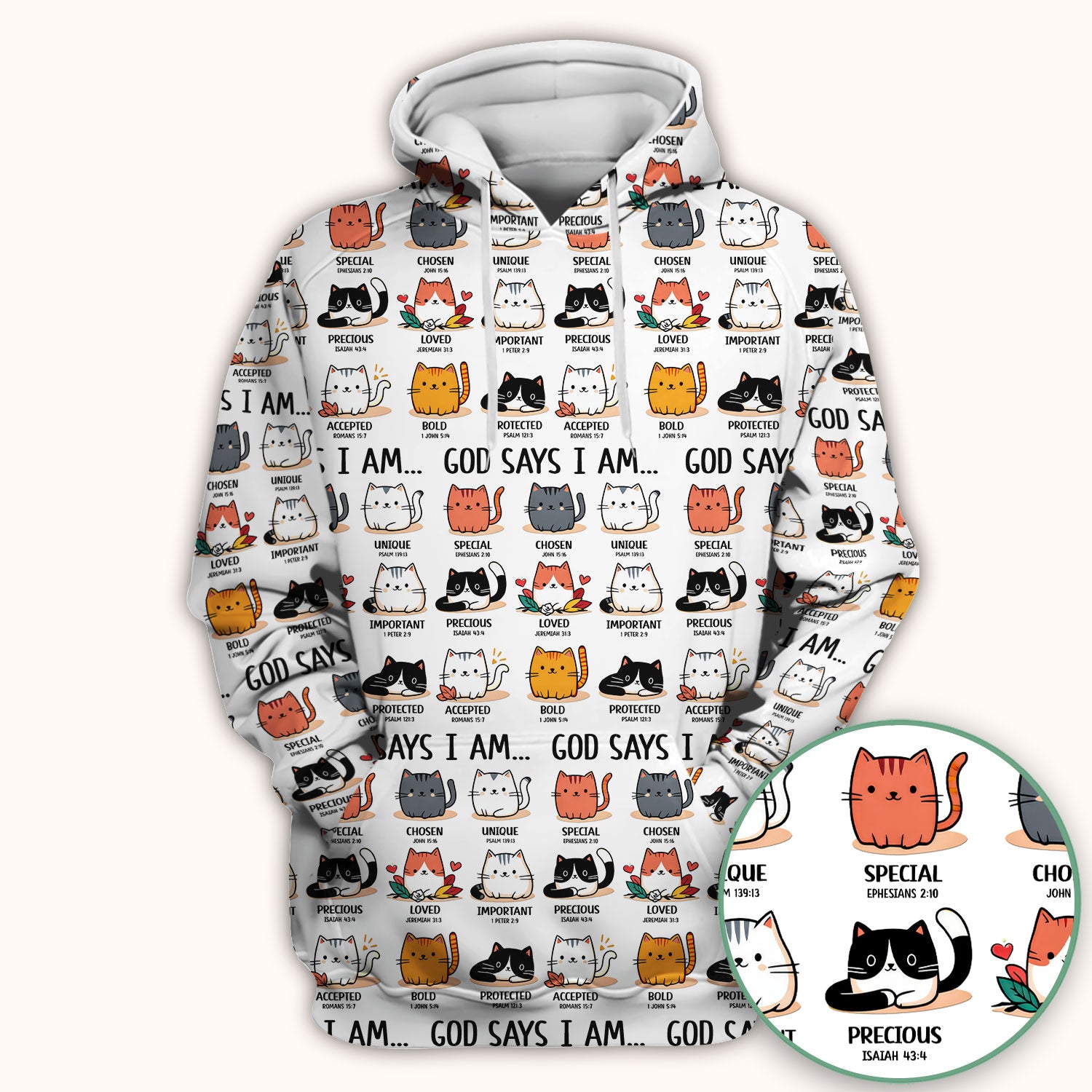 Cute Christian Cat God Says I Am Scrub Top, Comfortable Scrubs for Nurses