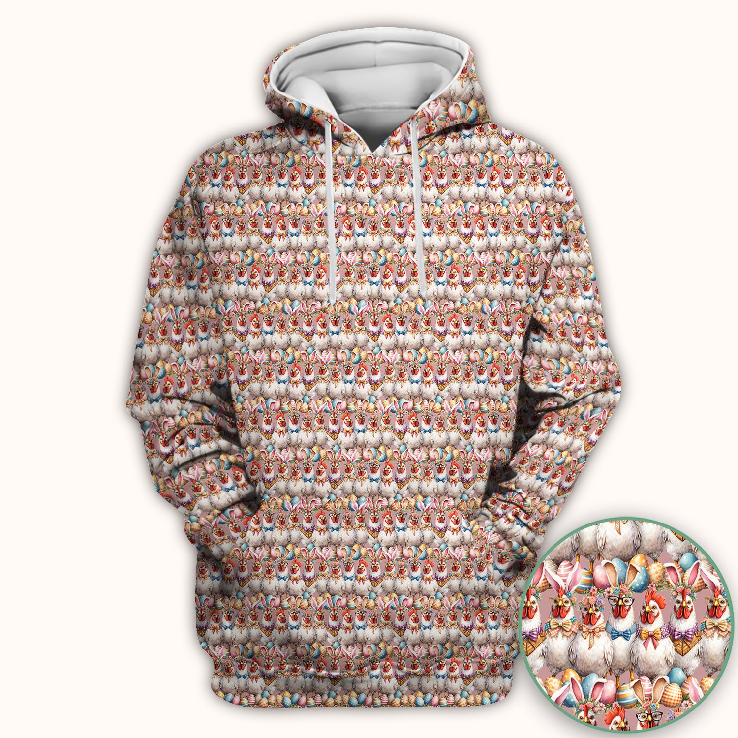 Easter Bunny Chicken Pattern Scrub Top, Comfortable Scrubs for Nurses