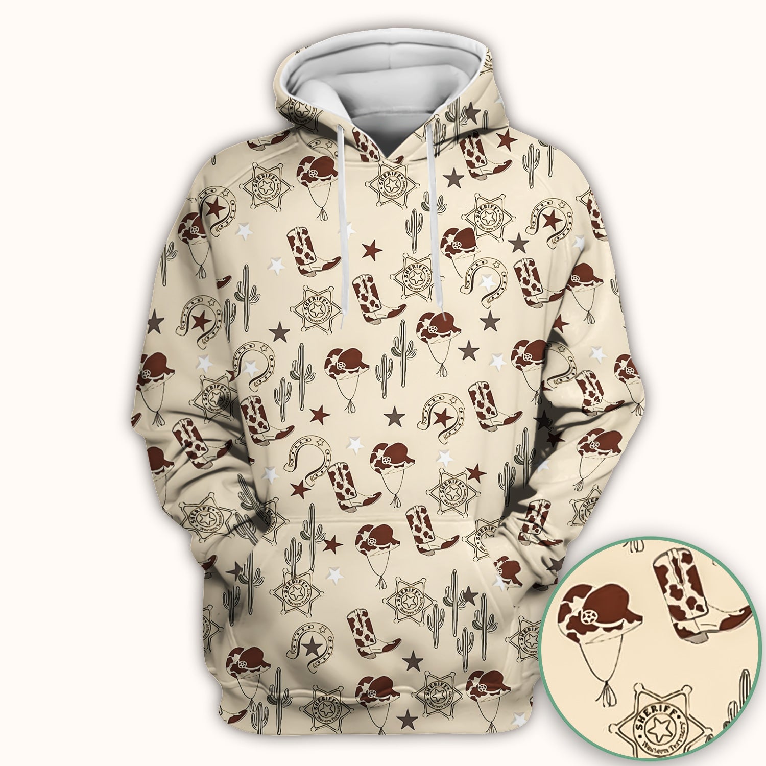Funny Cowboy Hats & Boots Pattern Scrub Top, Comfortable Scrubs for Nurses