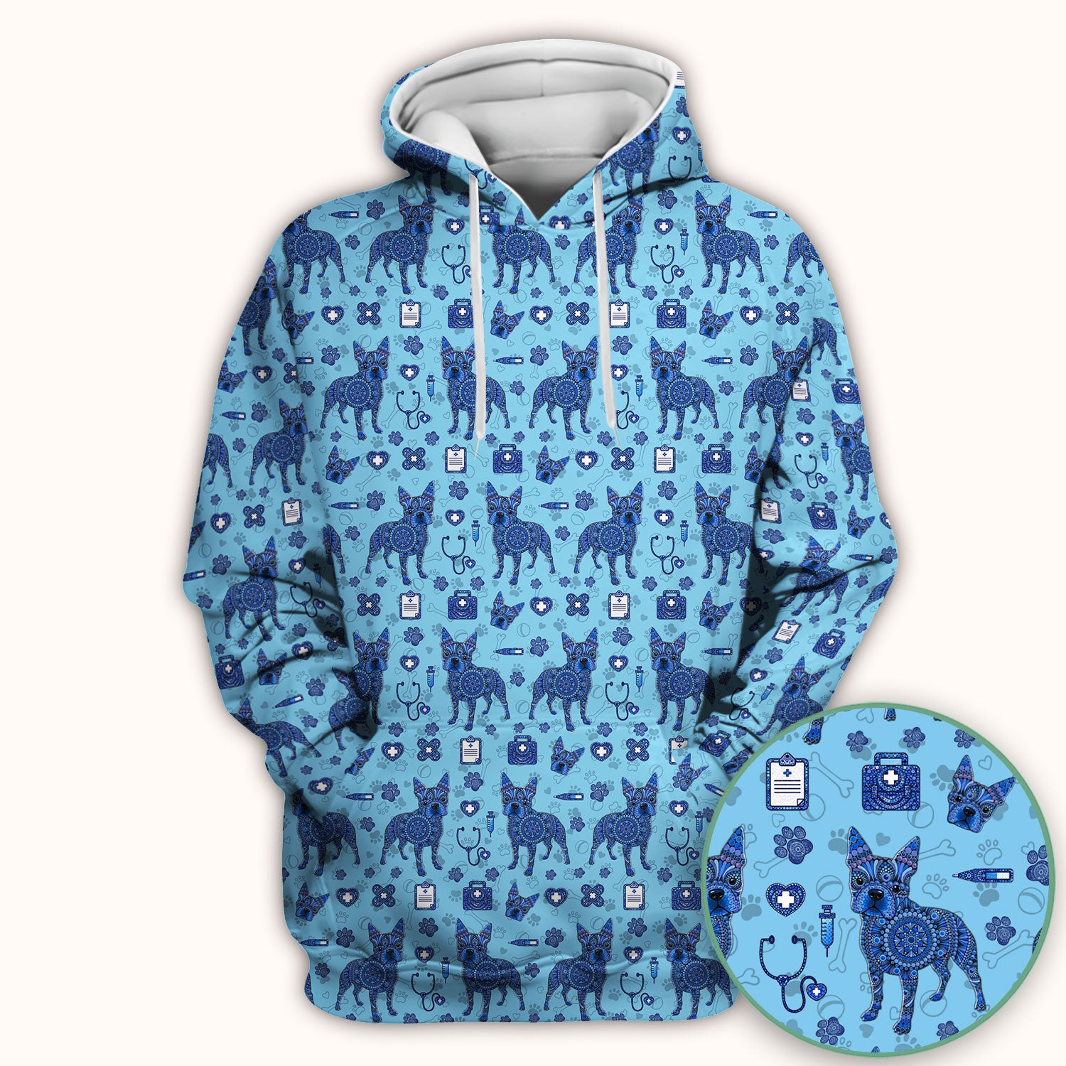 Blue Heeler Australian Cattle Dog Scrub Top, Australia Dot Art Pattern Shirt, Breathable Fabrics Nursing Uniform