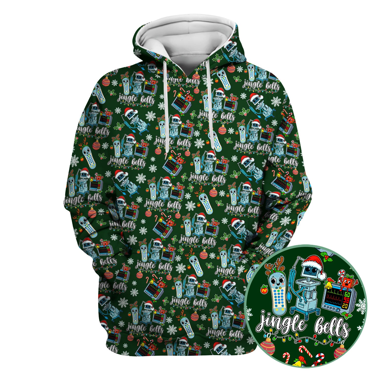 Funny Jingle Bells Holiday Scrub Top - Funny Christmas Scrubs for Nurses - Breathable Fabrics Nursing Uniform
