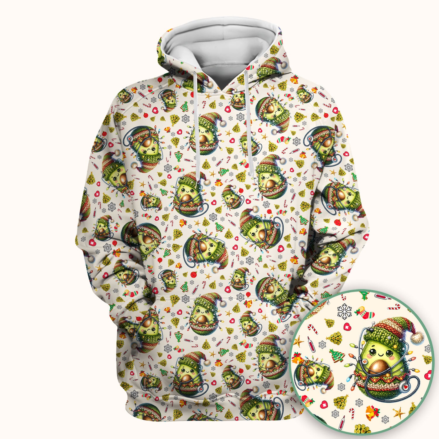 Avocado Scrub Top for Nurse - Funny Christmas Nursing Shirt - Cute Holiday Medical Uniform for Women RN LPN CNA