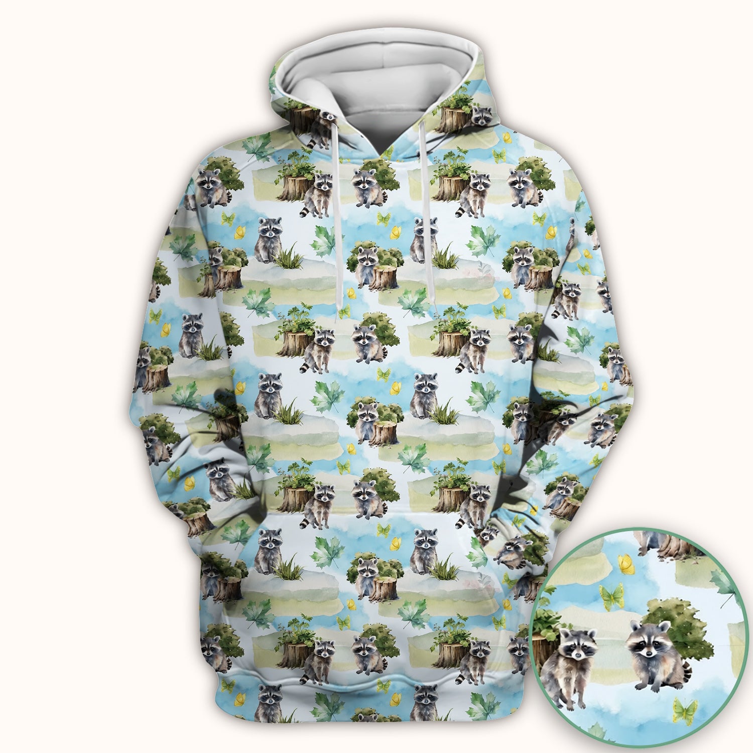 Cute Raccoon Woodland Print Scrub Top, Comfortable Scrubs for Nurses