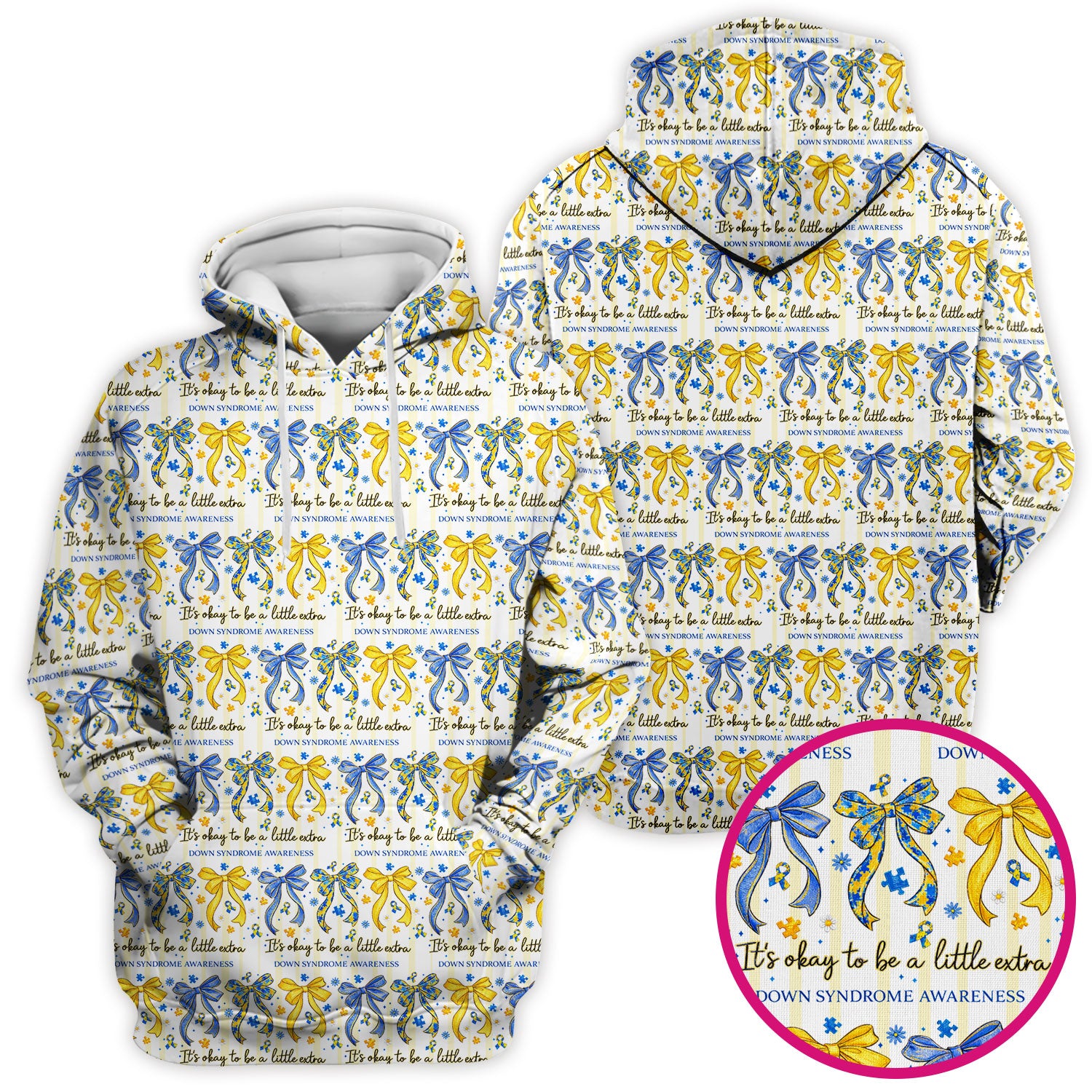 Down Syndrome Awareness Ribbon Pattern Scrub Top Comfortable Nurse Workwear Top