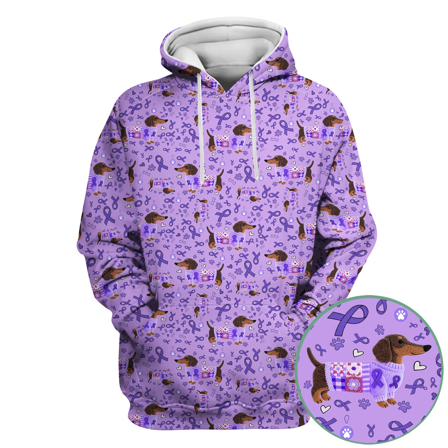Wiener Dog Purple Ribbon Cancer Awareness Scrub - Breathable Fabrics Nursing Uniform - Comfortable Scrubs for Nurses