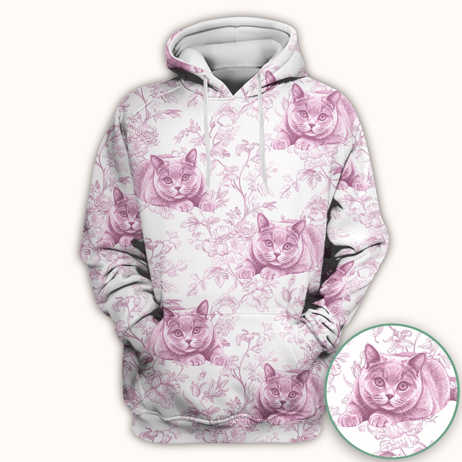 Custom Dog Cat Style Chinoiserie Pattern Scrubs Top, Comfortable Scrubs for Nurses