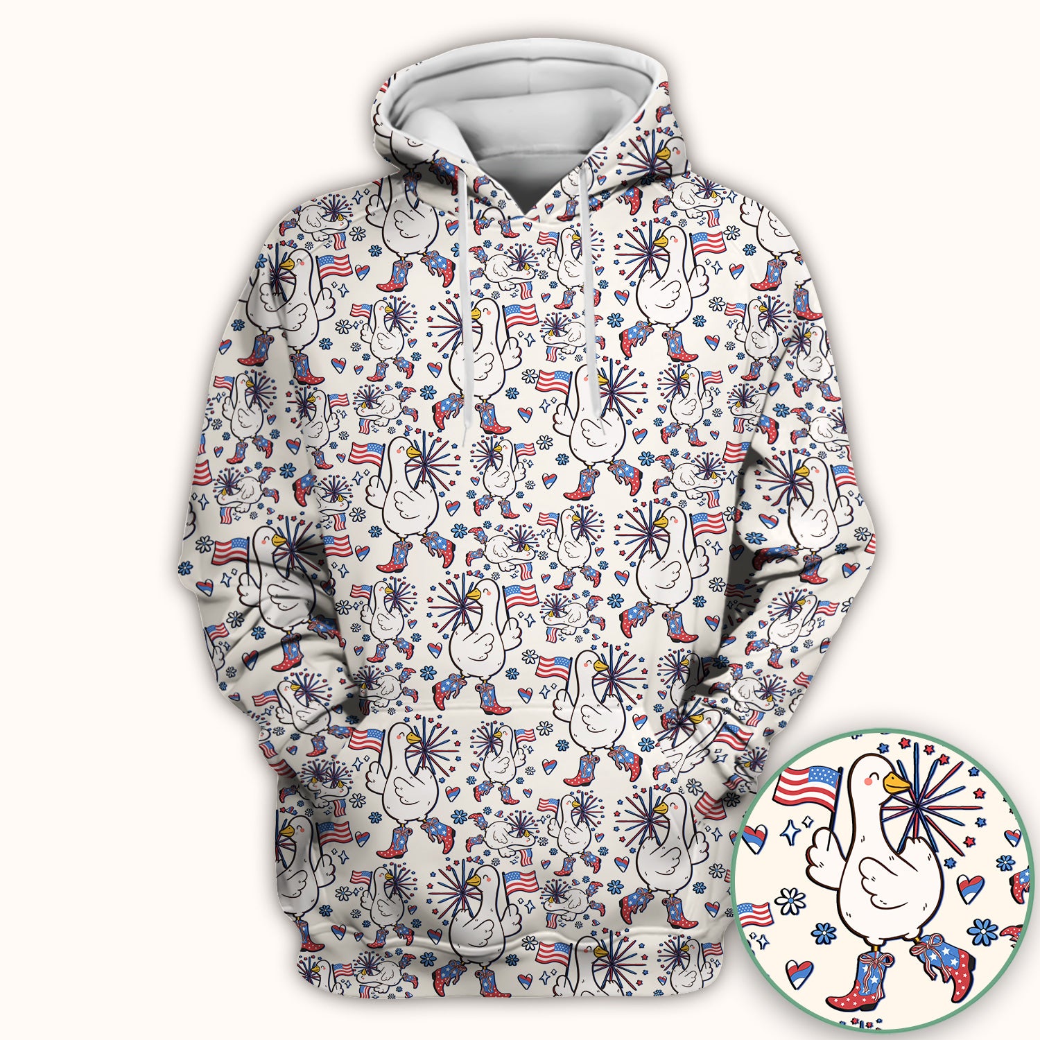 Patriotic Goose With USA Flag Fireworks Scrub Top, Comfortable Scrubs for Nurses
