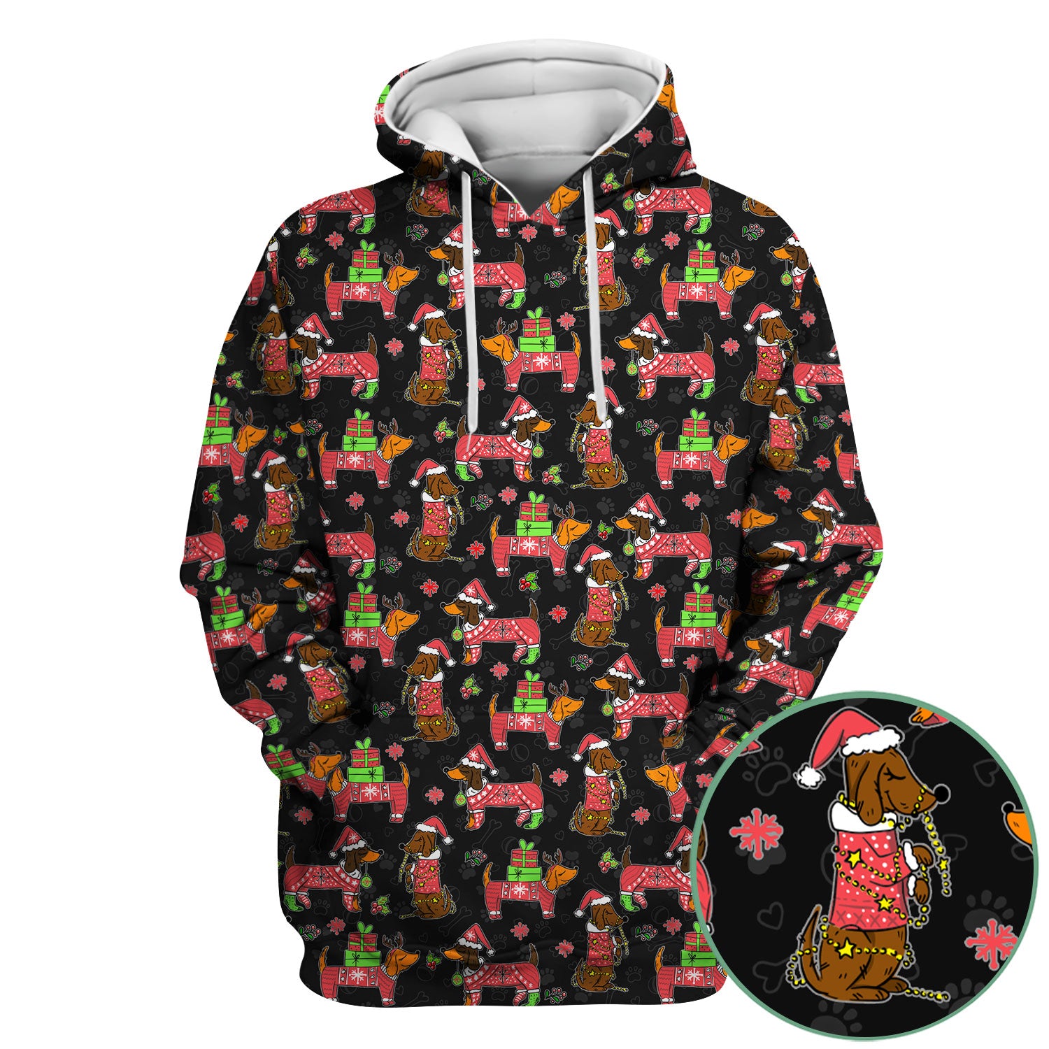 Christmas Wiener Dog Nurse Scrub Shirt - Cute Dachshund in Santa Hat - Funny Holiday Medical Uniform RN LPN CNA Gift for Women