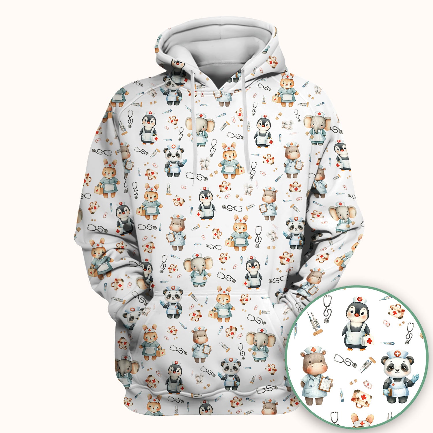 Cute Animal Scrub Top for Women - Funny Panda Rabbit Penguin Shirt - Breathable Med Uniform - Comfortable Scrubs for Nurses