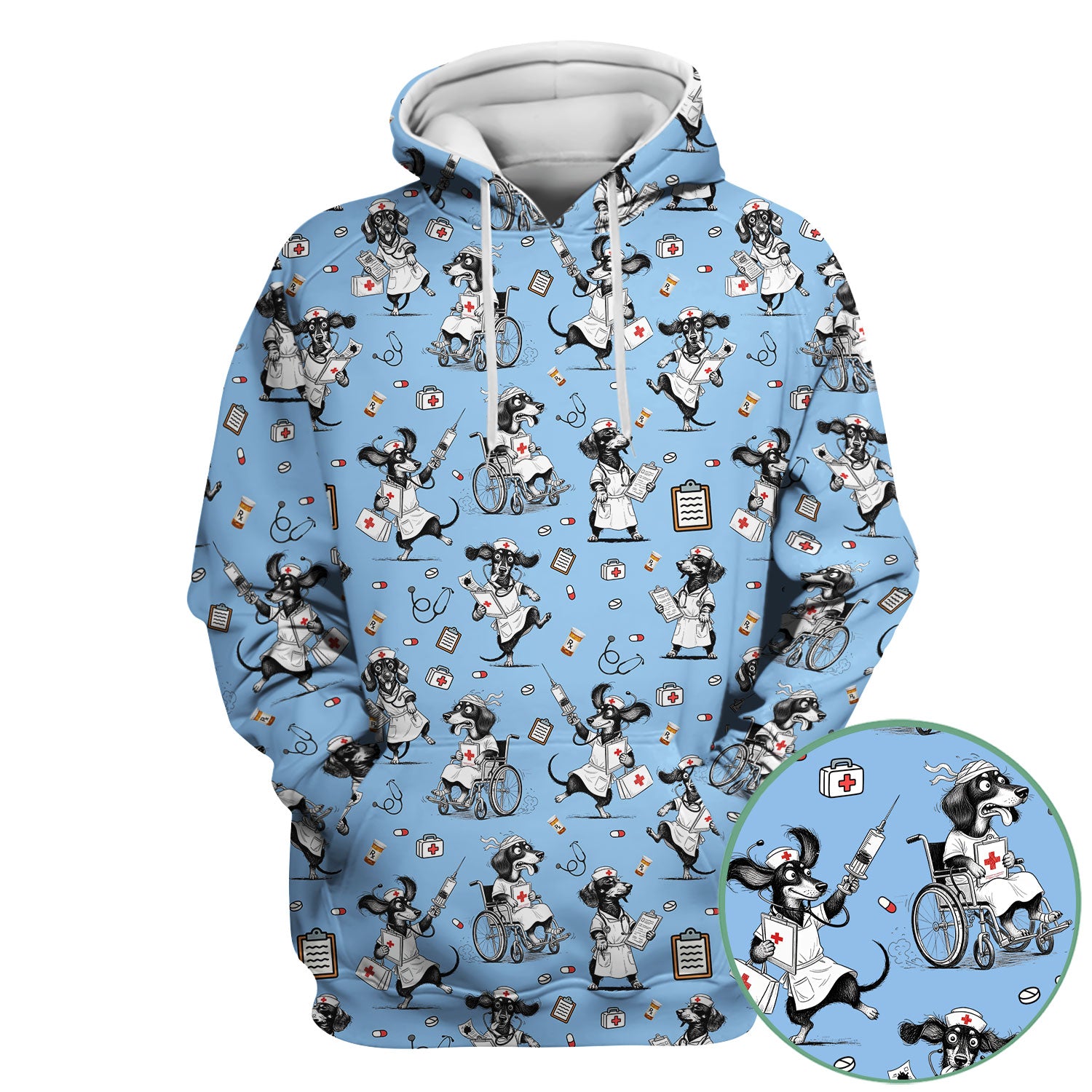 Custom Nurse Scrubs for Women - Funny Dog Print Medical Top - Multi Color Personalized Nursing Shirt for Healthcare Workers