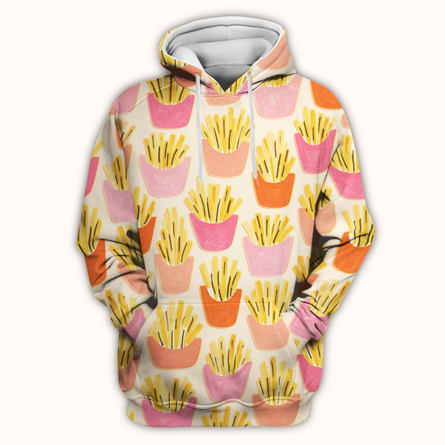 Funny French Fries Snack Food Pattern Scrub Top, Comfortable Scrubs for Nurses