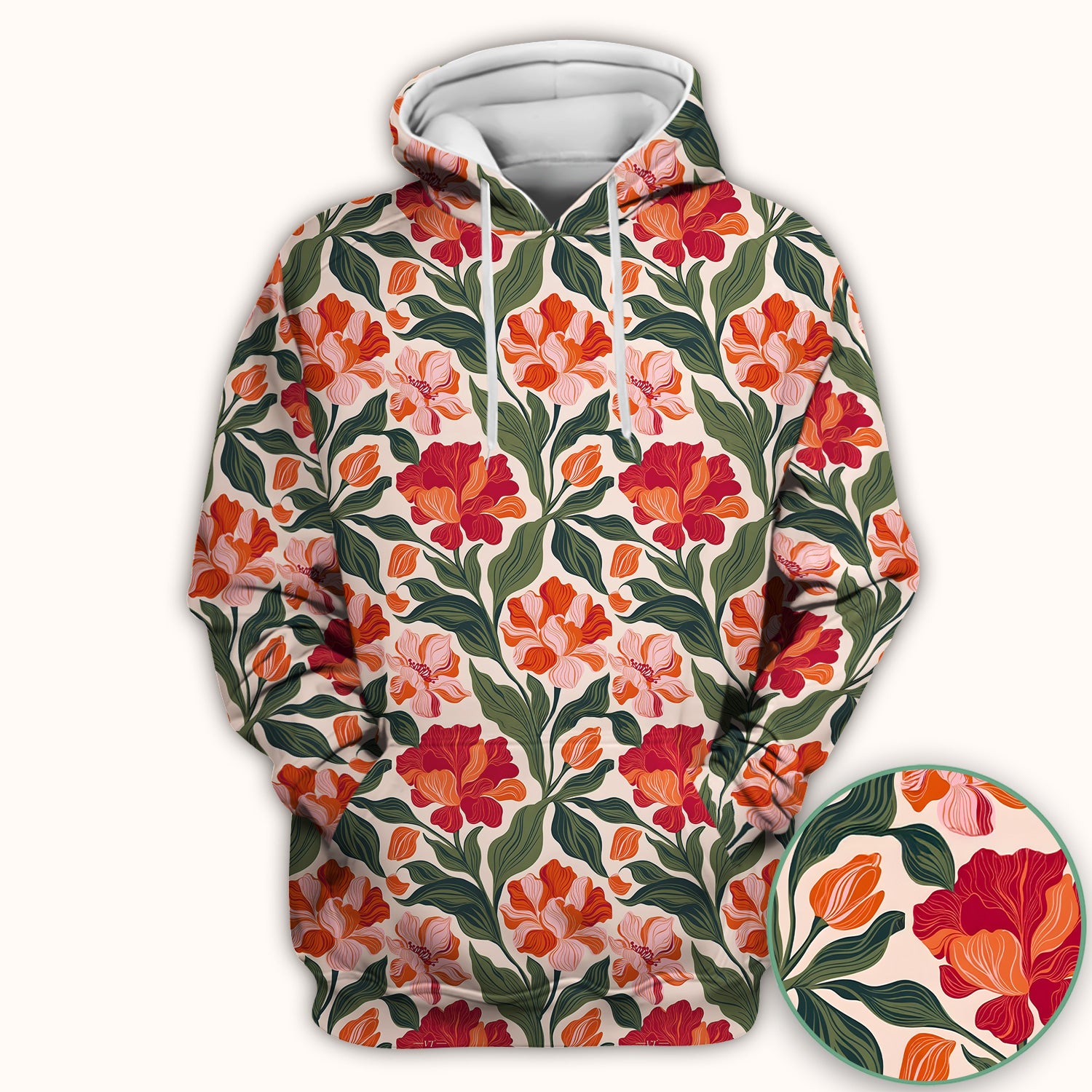 Pretty Tropical Floral Print Scrub Top, Comfortable Scrubs for Nurses