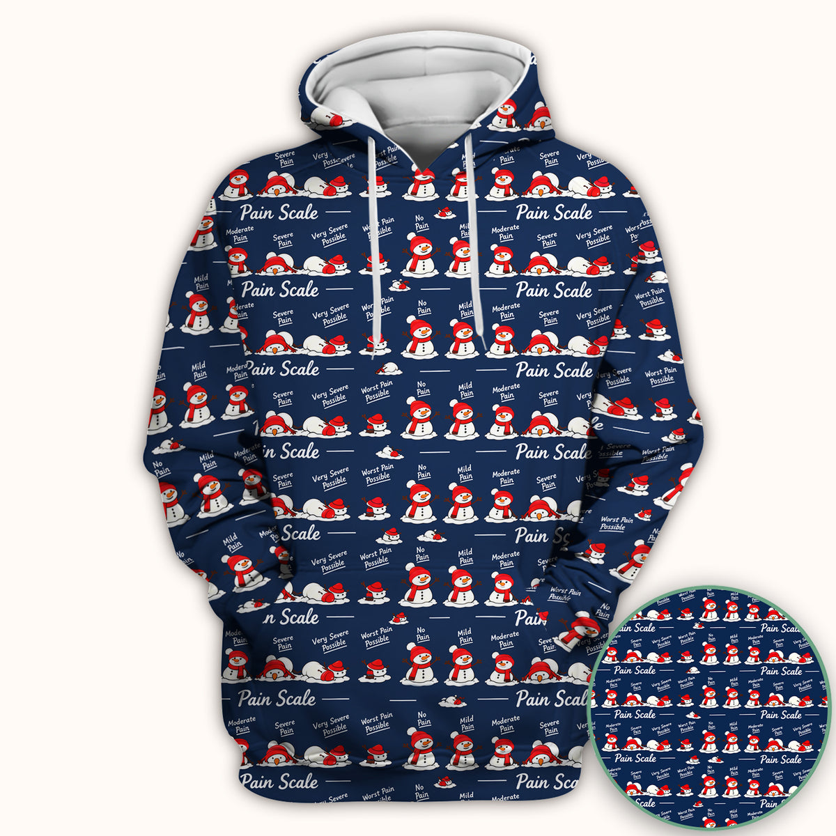 Funny Christmas Snowman Pain Scale Scrub Top, Comfortable Scrubs for Nurses