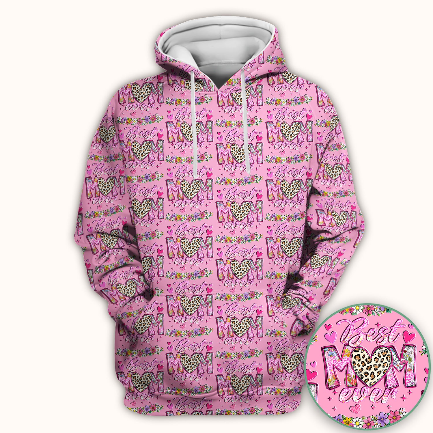 Best Mom Ever Leopard Heart Floral Pattern Scrub Top, Comfortable Scrubs for Nurses