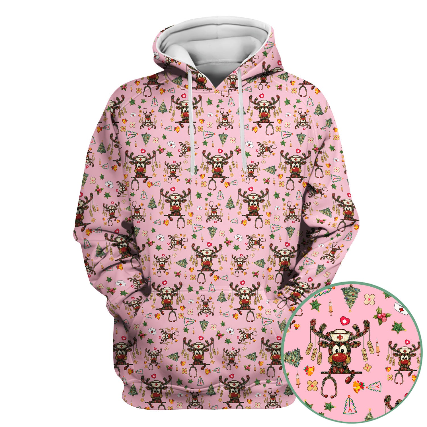 Reindeer Christmas Nurse Scrub Top - Funny Holiday Scrub Shirt - Cute Medical Uniform for Women RN LPN CNA Gift