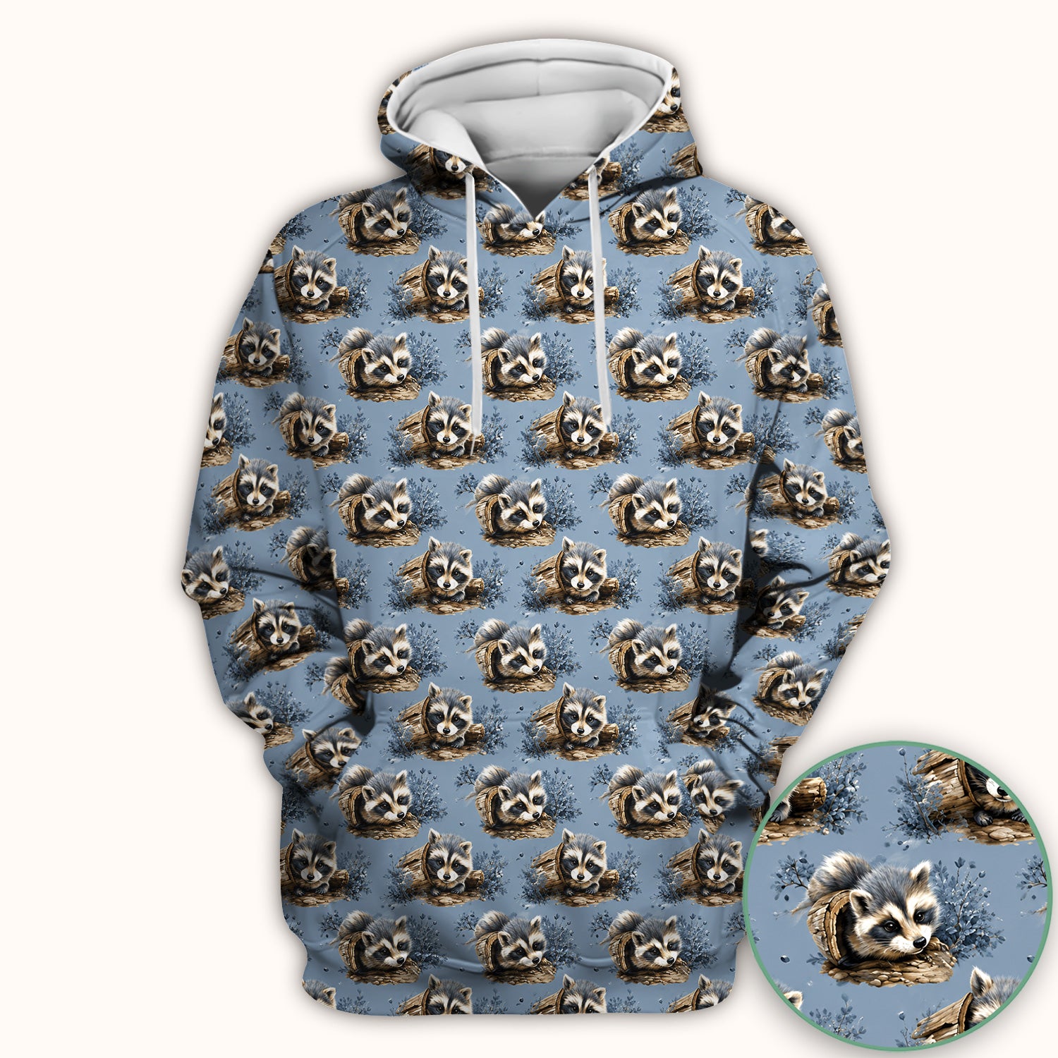 Cute Raccoon In Log Pattern Scrub Top, Comfortable Scrubs for Nurses
