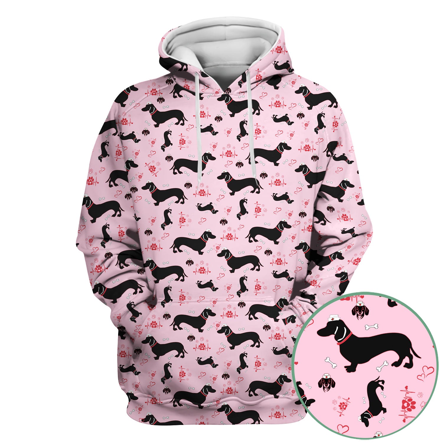 Dachshund Scrub Top - Cute Dog Print Scrubs for Women, Men Multi Color - Animal Scrub Shirt Gift for Nurse, CNA, RN, Doctor