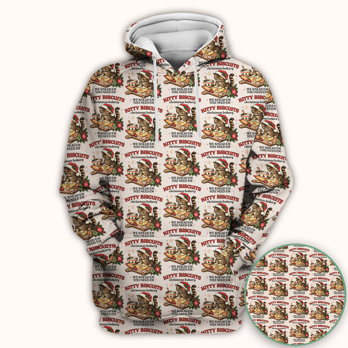Christmas Santa And Gingerbread Pattern Scrub Top, Comfortable Scrubs for Nurses