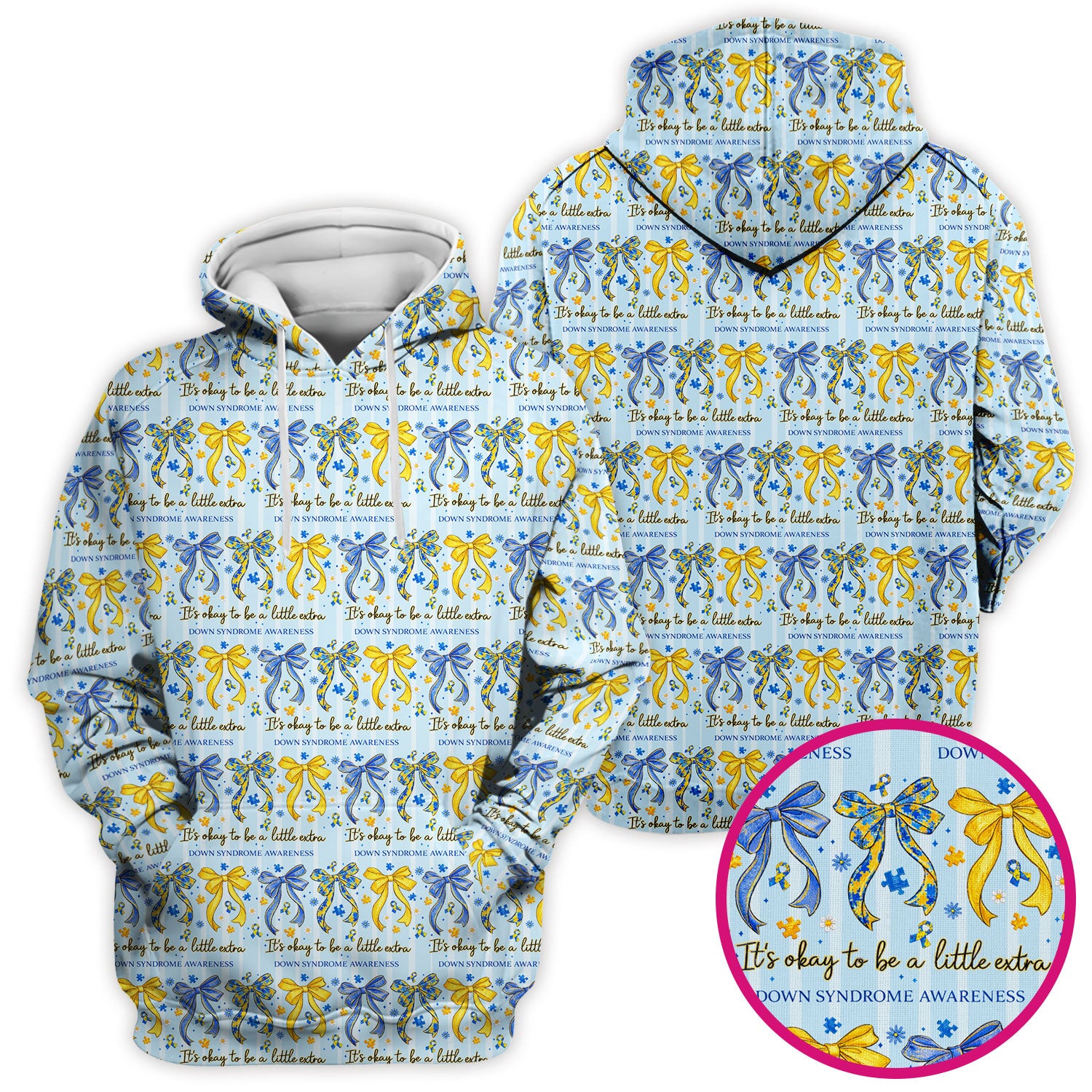 Down Syndrome Awareness Ribbon Pattern Scrub Top Comfortable Nurse Workwear Top