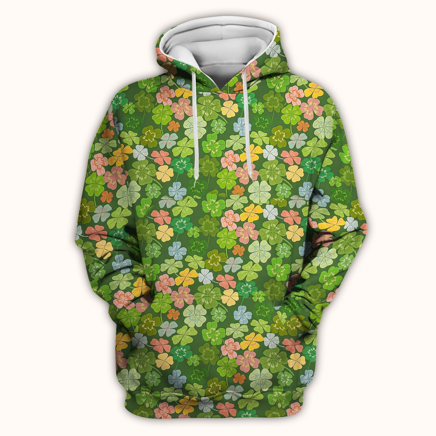 Colorful Shamrock Clover Pattern Scrubs Top, Comfortable Scrubs for Nurses