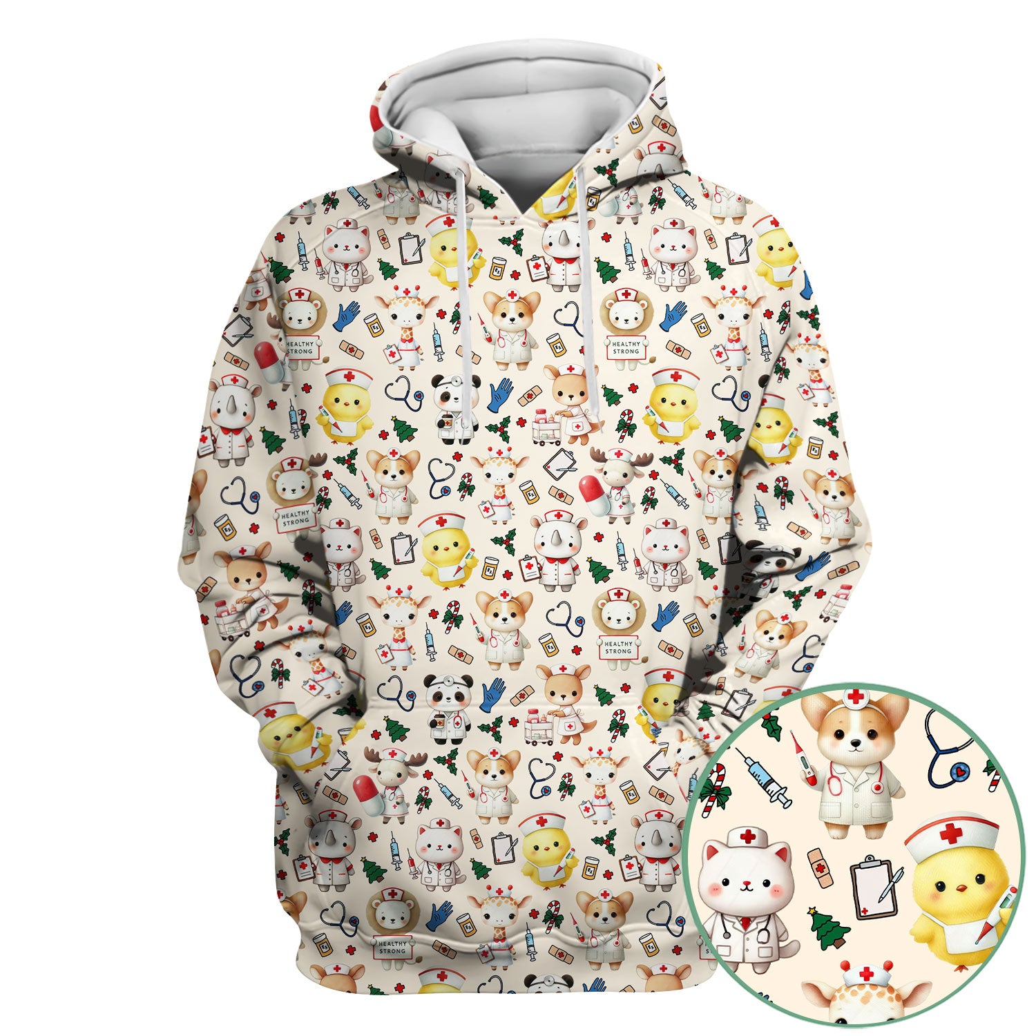 Comfortable Scrubs for Nurses - Pediatric Scrub Tops - Breathable Fabrics Nursing Uniform - Adorable Puppy Cat Bear Print
