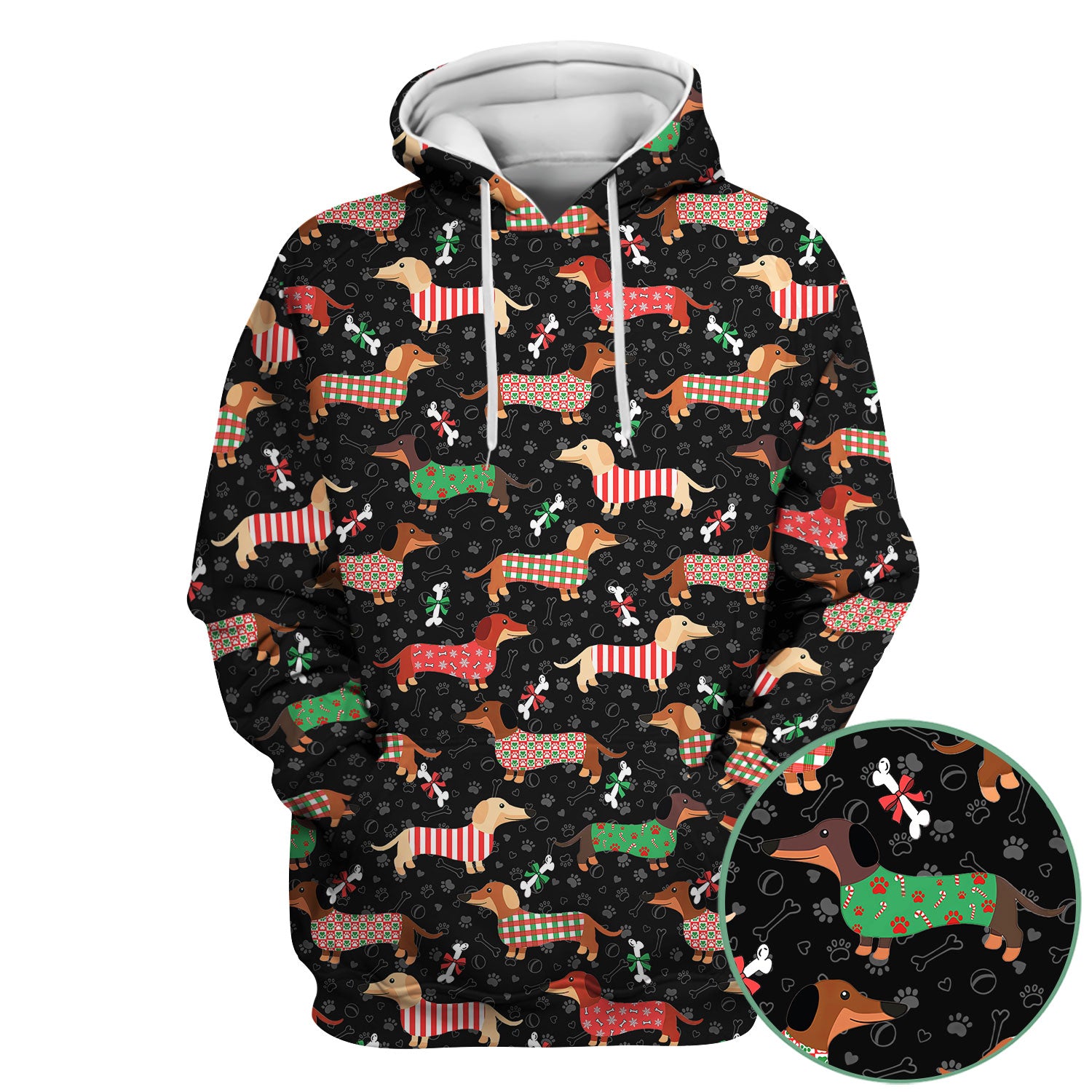 Christmas Dachshund Scrub Top for Women - Cute Sausage Dog Paw Print Nursing Uniform Holiday Shirt - Funny Xmas Medical Gift