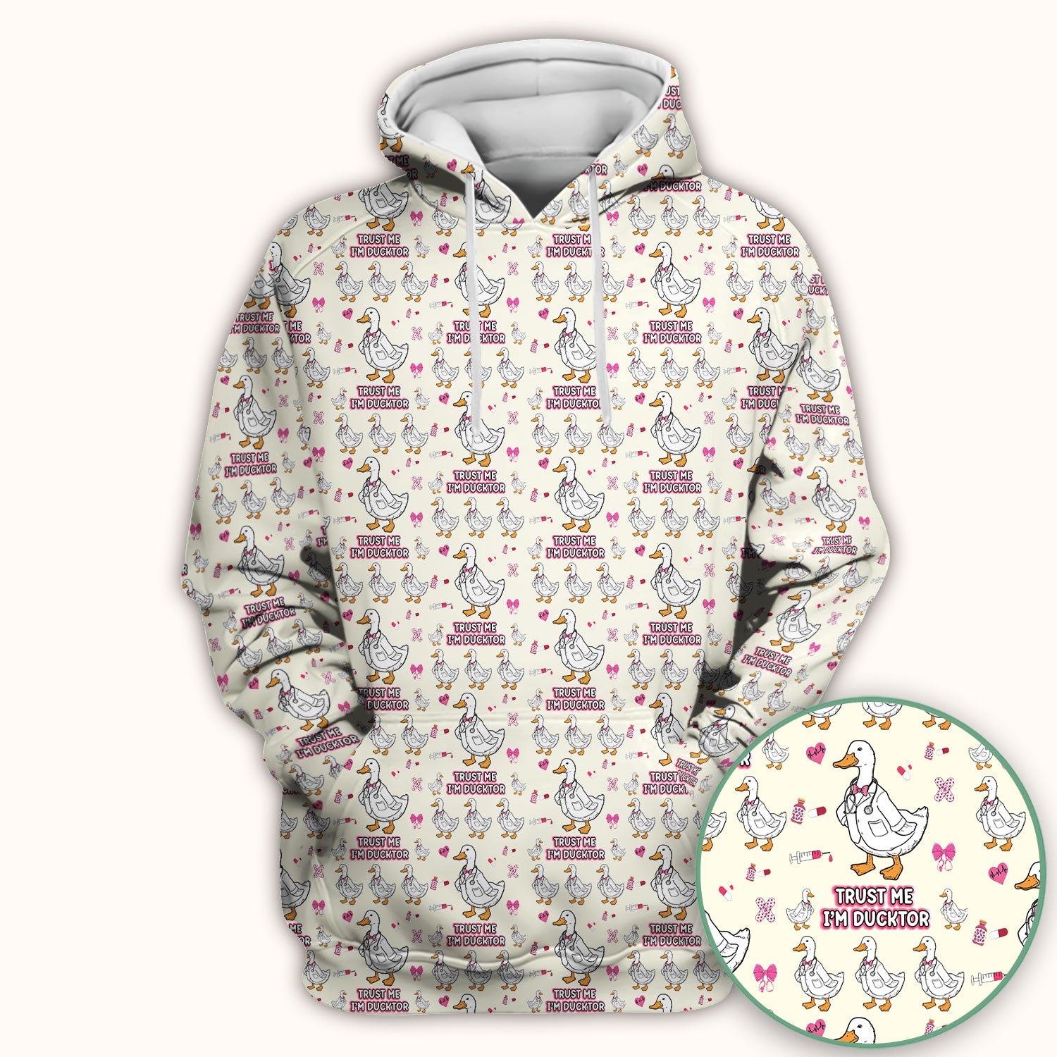 Trust Me I'm Ducktor Scrub Top, Funny Duck Pattern Scrub Shirt, Breathable Fabrics Nursing Uniform For Women