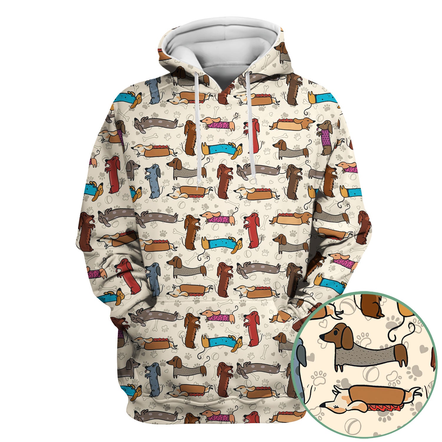 Cute Dachshund Scrub Top for Nurses - Colorful Wiener Dog Print Medical Uniform Shirt - Fun Sausage Dog Pattern Veterinary Workwear