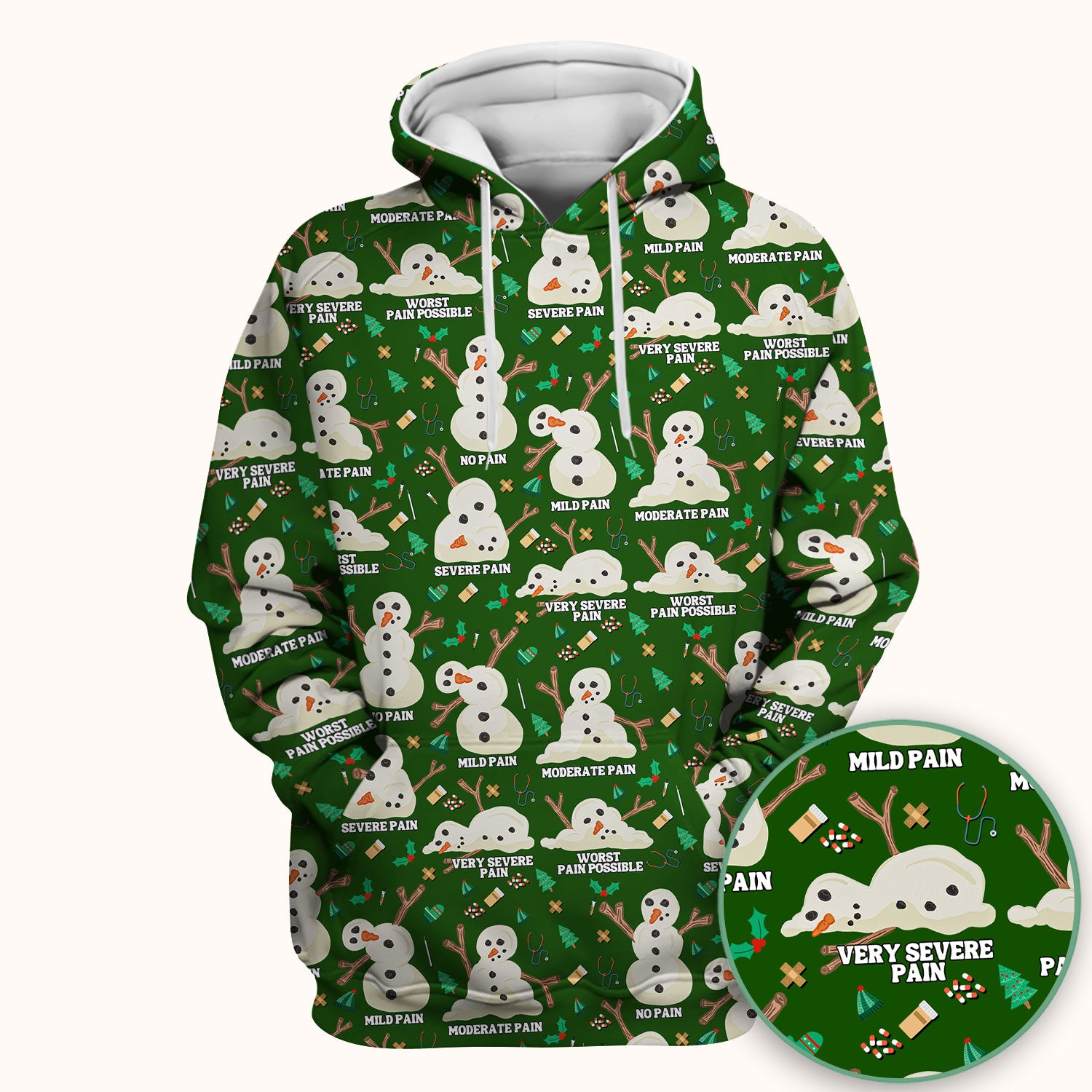 Funny Snowman Pain Scale Scrub Top for Nurse - Christmas Medical Shirt for Women RN LPN CNA - Cute Winter Nursing Uniform