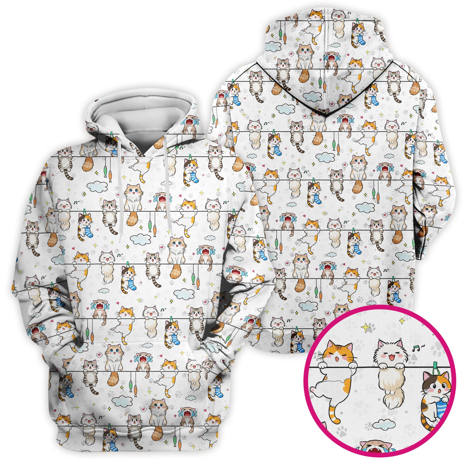Funny Cats With Cute Expressions Pattern Scrubs Top, Comfortable Scrubs for Nurses