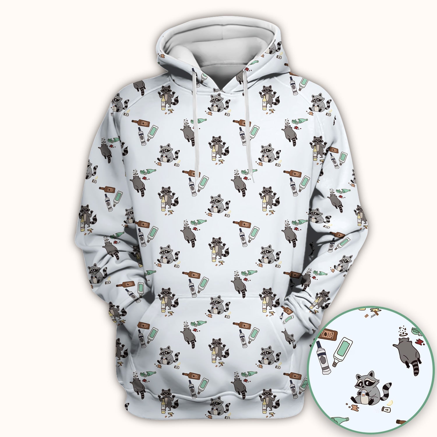 Messy Drunk Raccoon Pattern Scrub Top, Comfortable Scrubs for Nurses