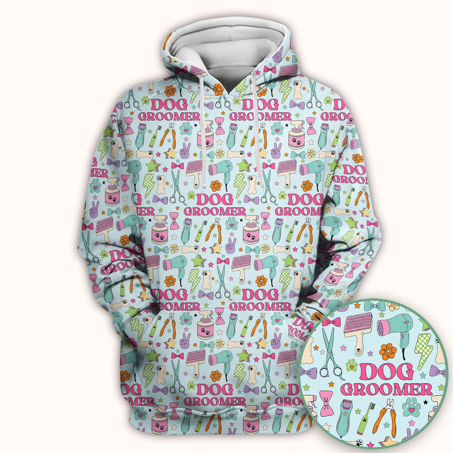 Dog Groomer Tools Pattern Nursing Scrub Top, Comfortable Scrubs for Nurses