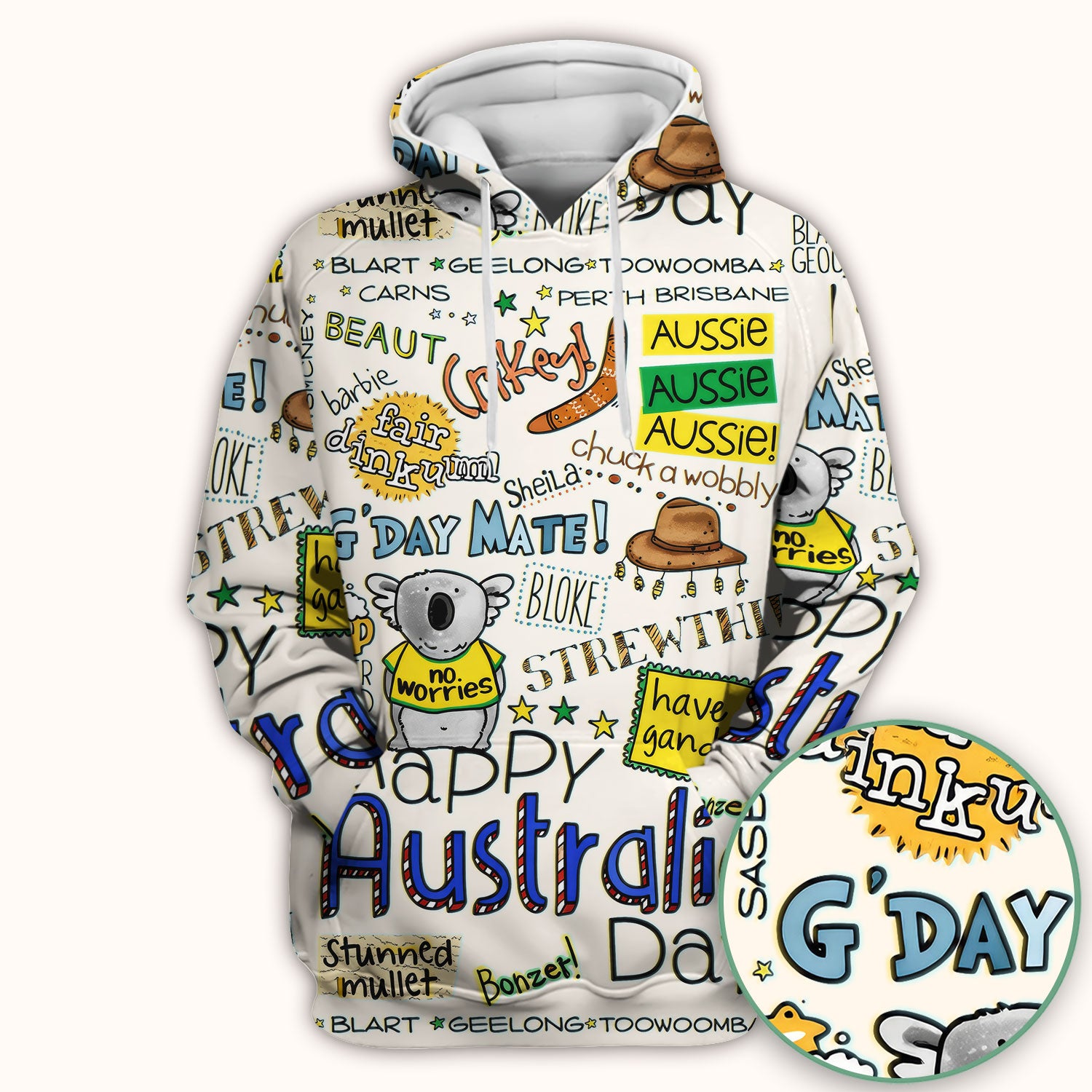 Cute Cartoon Koala Australia Pattern Scrub Top, Breathable Fabrics Nursing Uniform