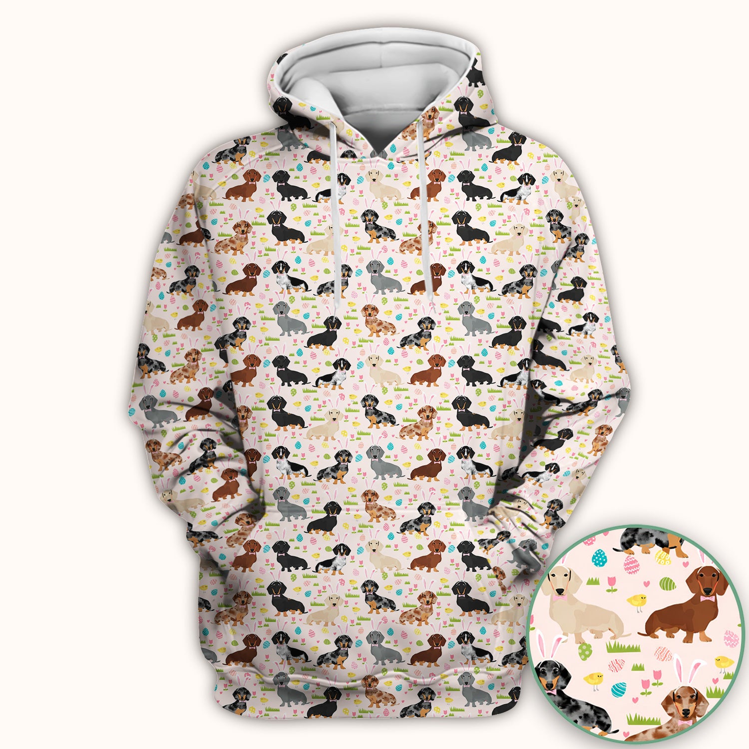 Easter Dachshund Dog Pattern Scrub Top, Comfortable Scrubs for Nurses